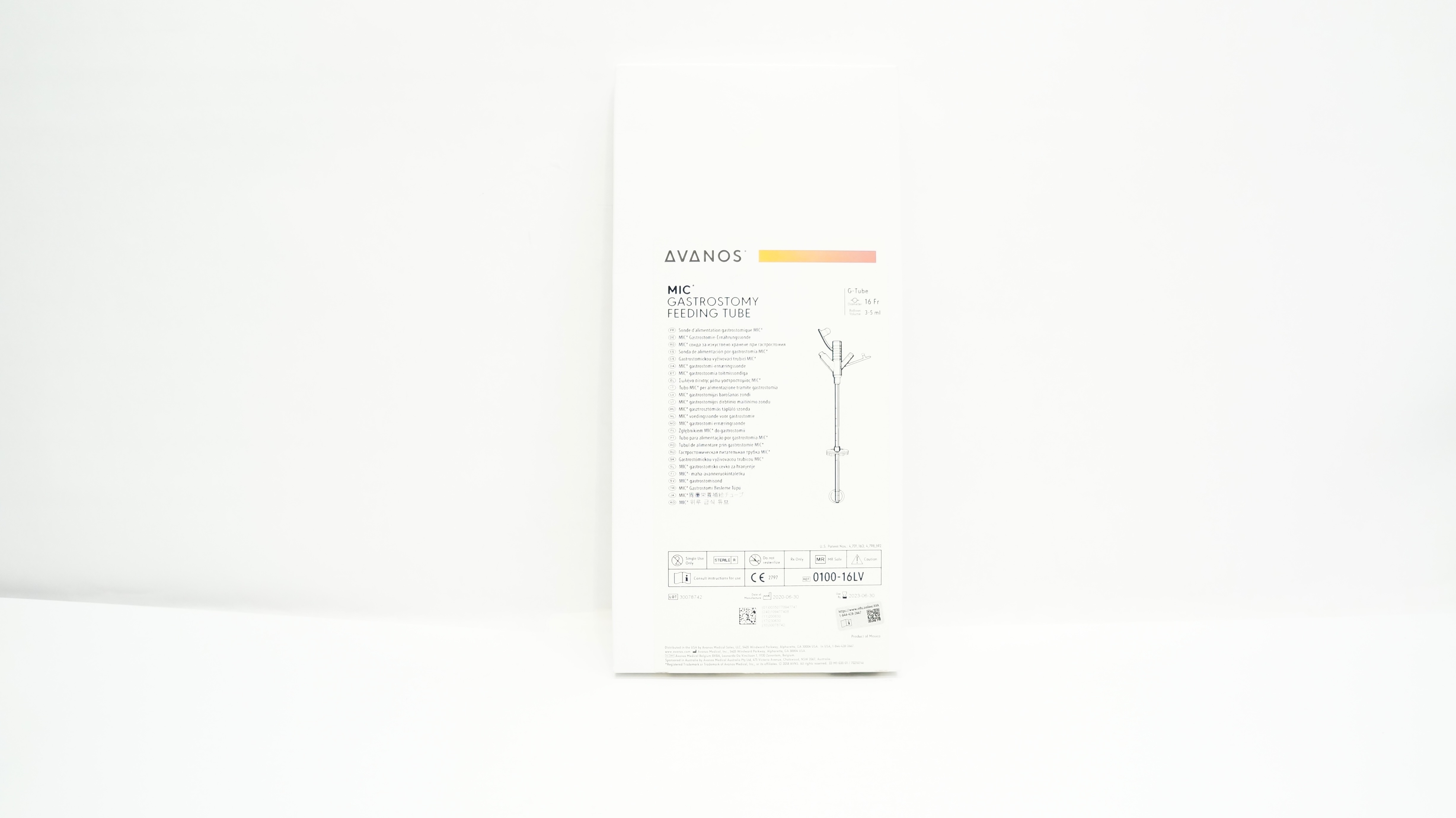 Avanos 0100-16LV MIC Gastrostomy Feeding G-Tube 16Fr x 3-5mL (x)