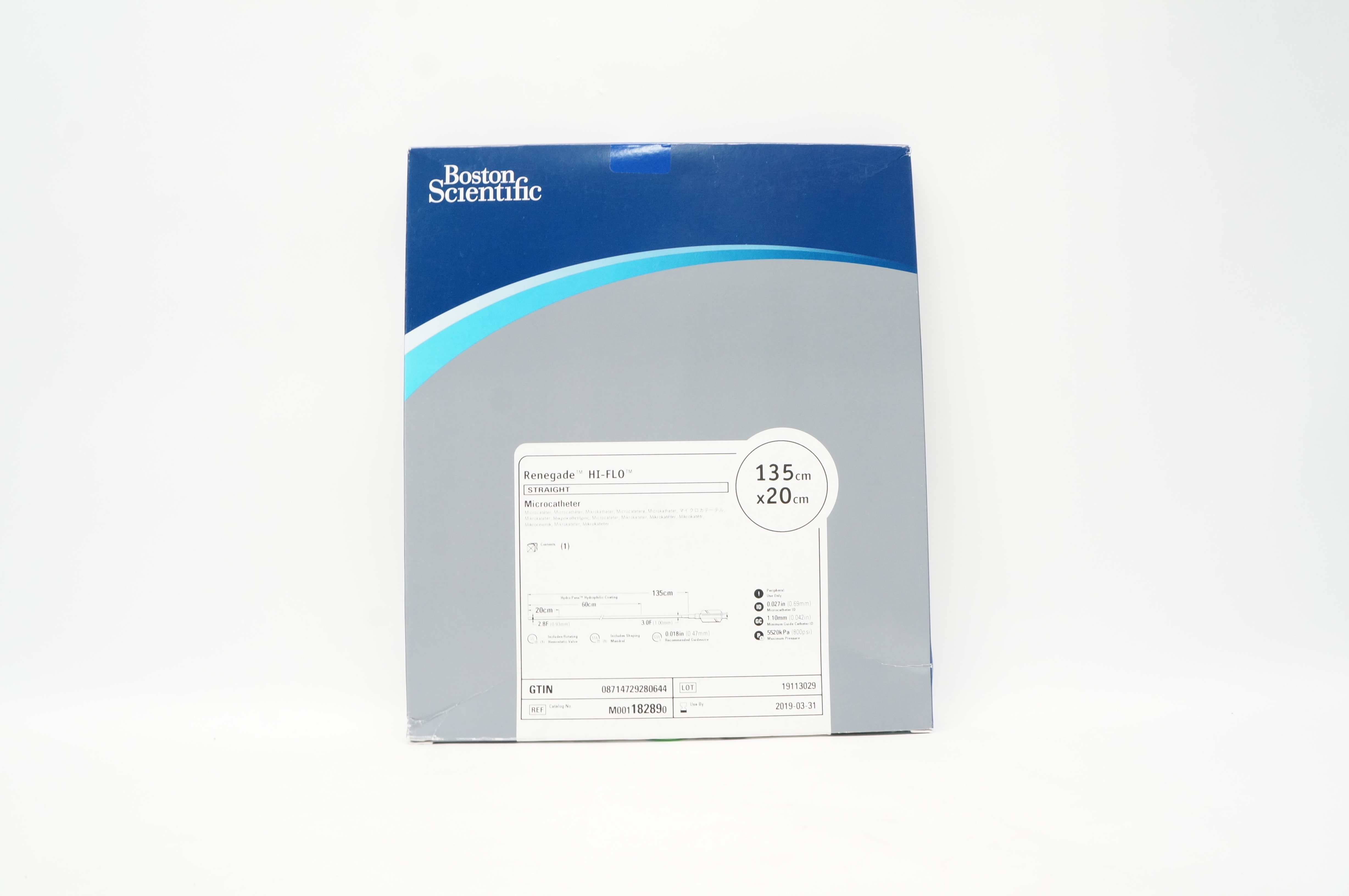 Boston Scientific 18289 Renegade Hi-Flo Microcath. Straight 2.8F x 135cm (x)