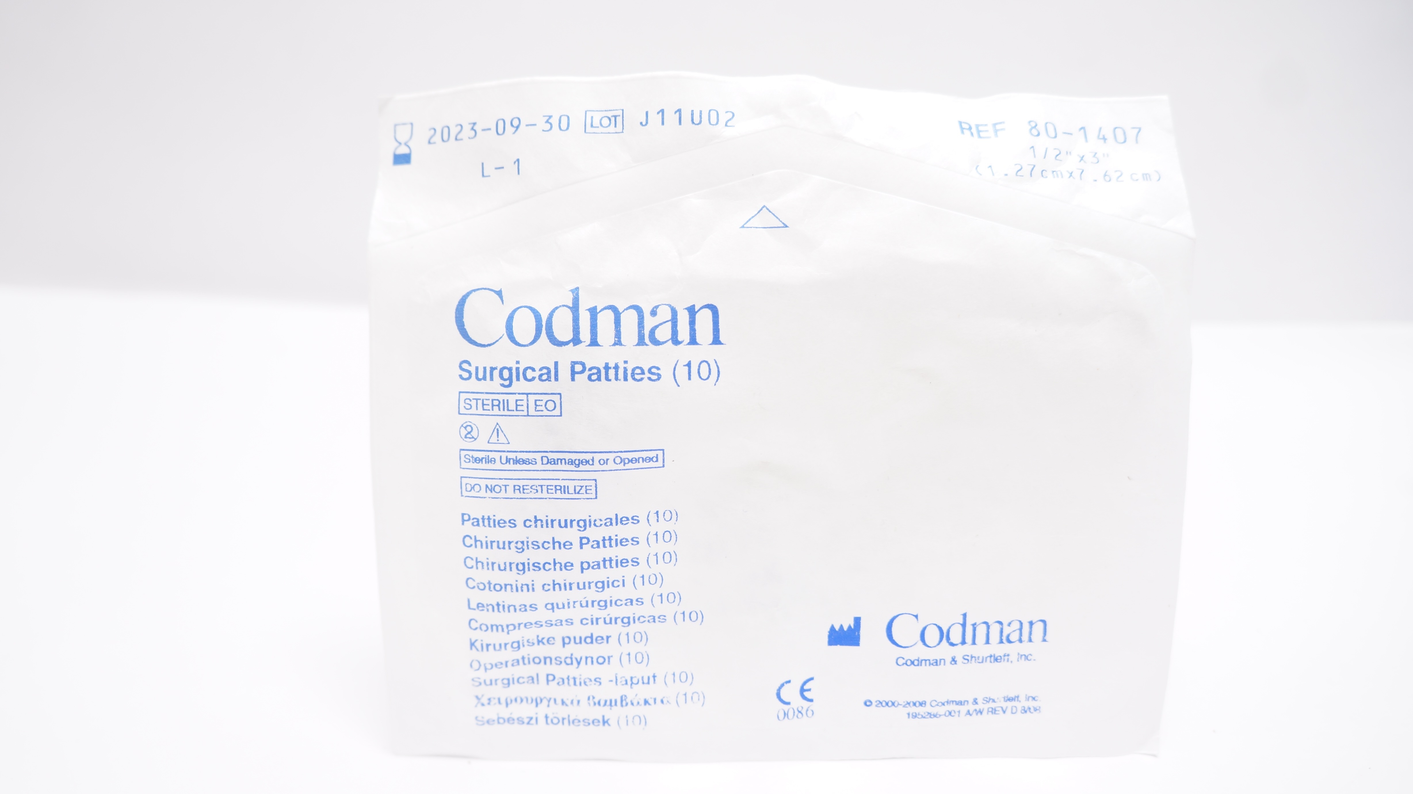 Codman 80-1407 Surgical Patties 1/2inch x 3inch (x) - Pack of 10