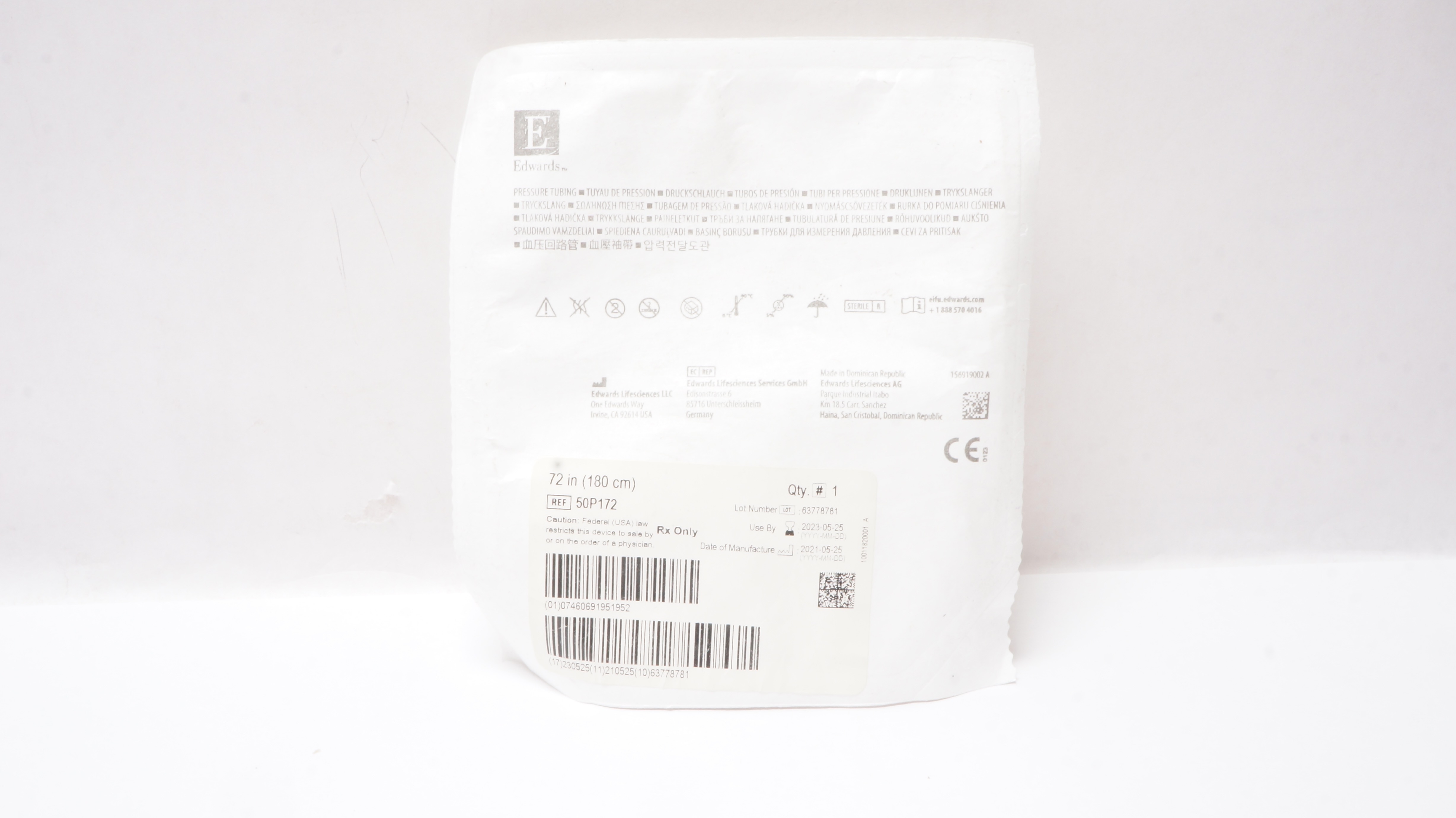 Edwards Lifesciences 50P172 Pressure Tubing 72inch