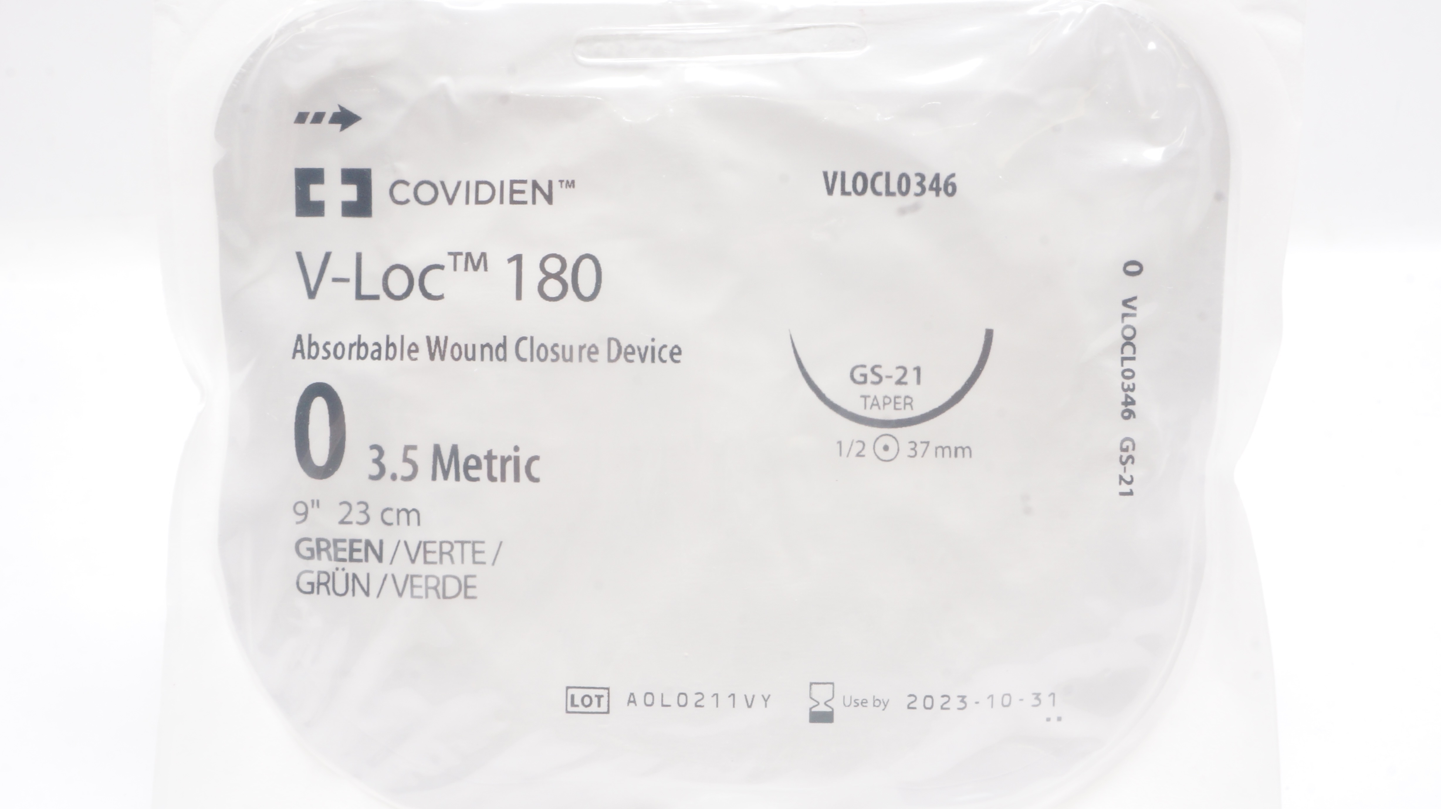 Covidien VLOCL0346 0 V-Loc 180 Wound Closure Device GS-21 1