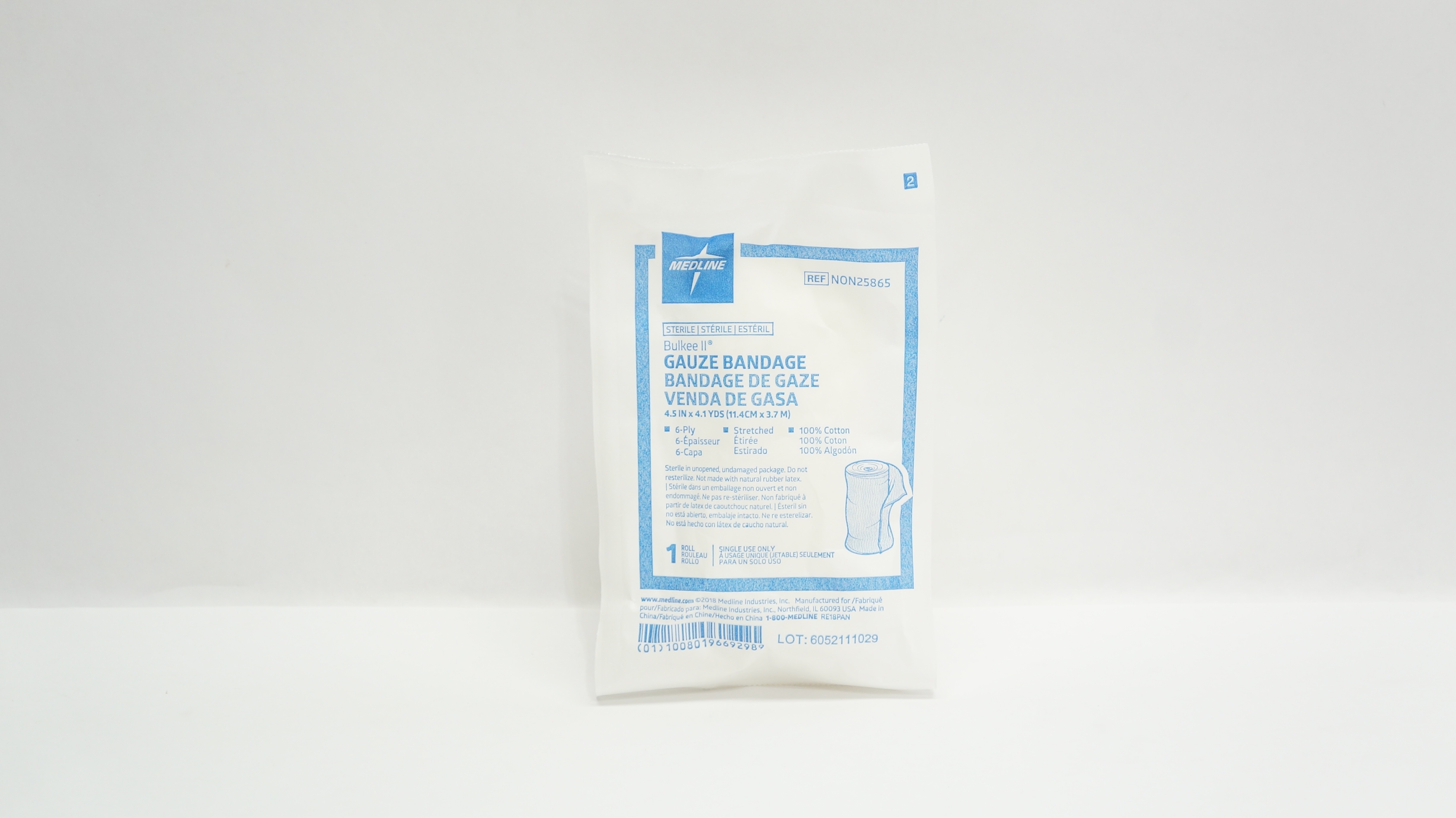 Medline NON25865 Bulkee II Gauze Bandage, Stretched 6-Ply 4.5inch x 4.1yds