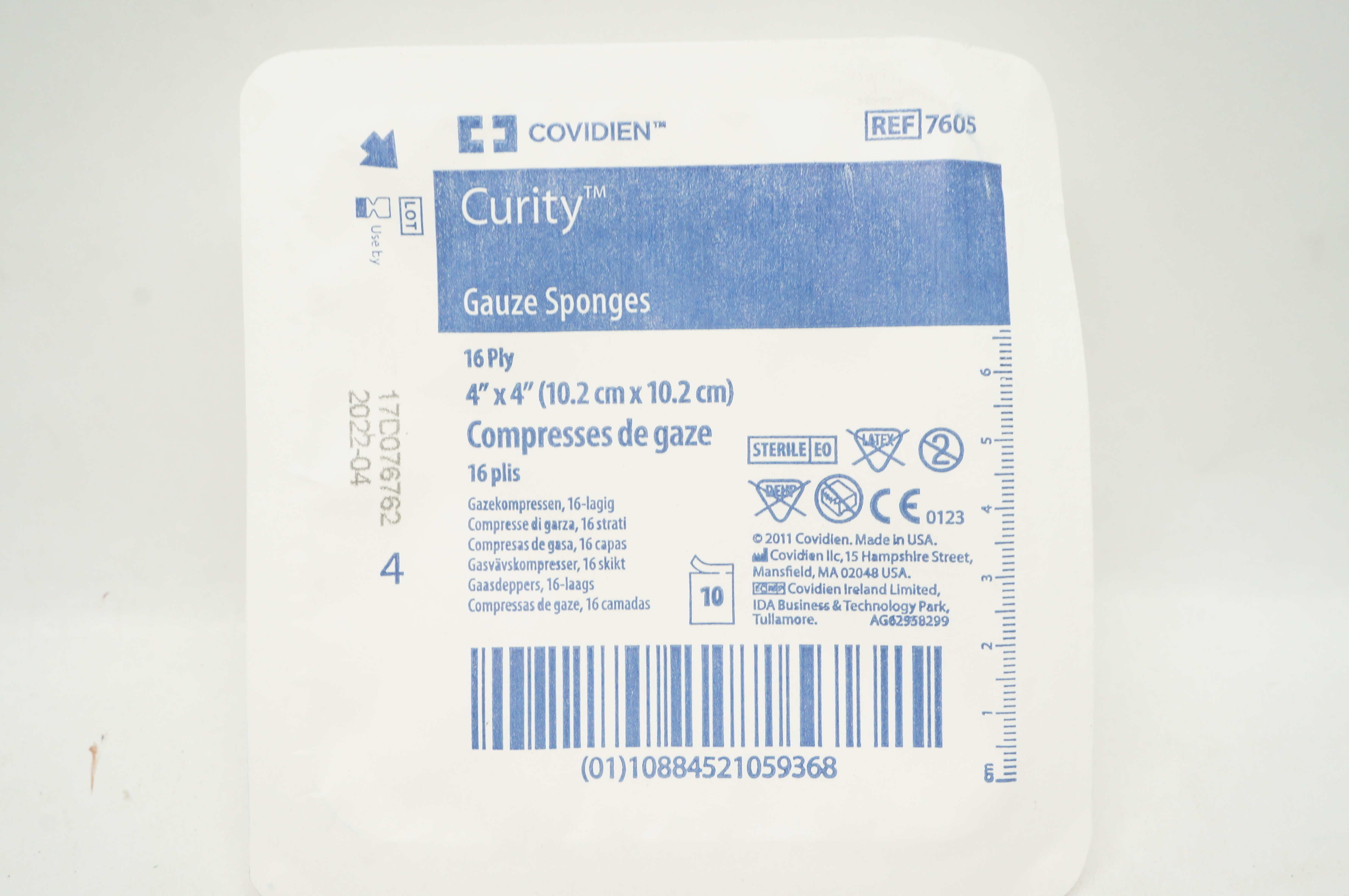 Covidien 7605 Curity Gauze Sponges 16-Ply 4inch x 4inch - Pack of 10