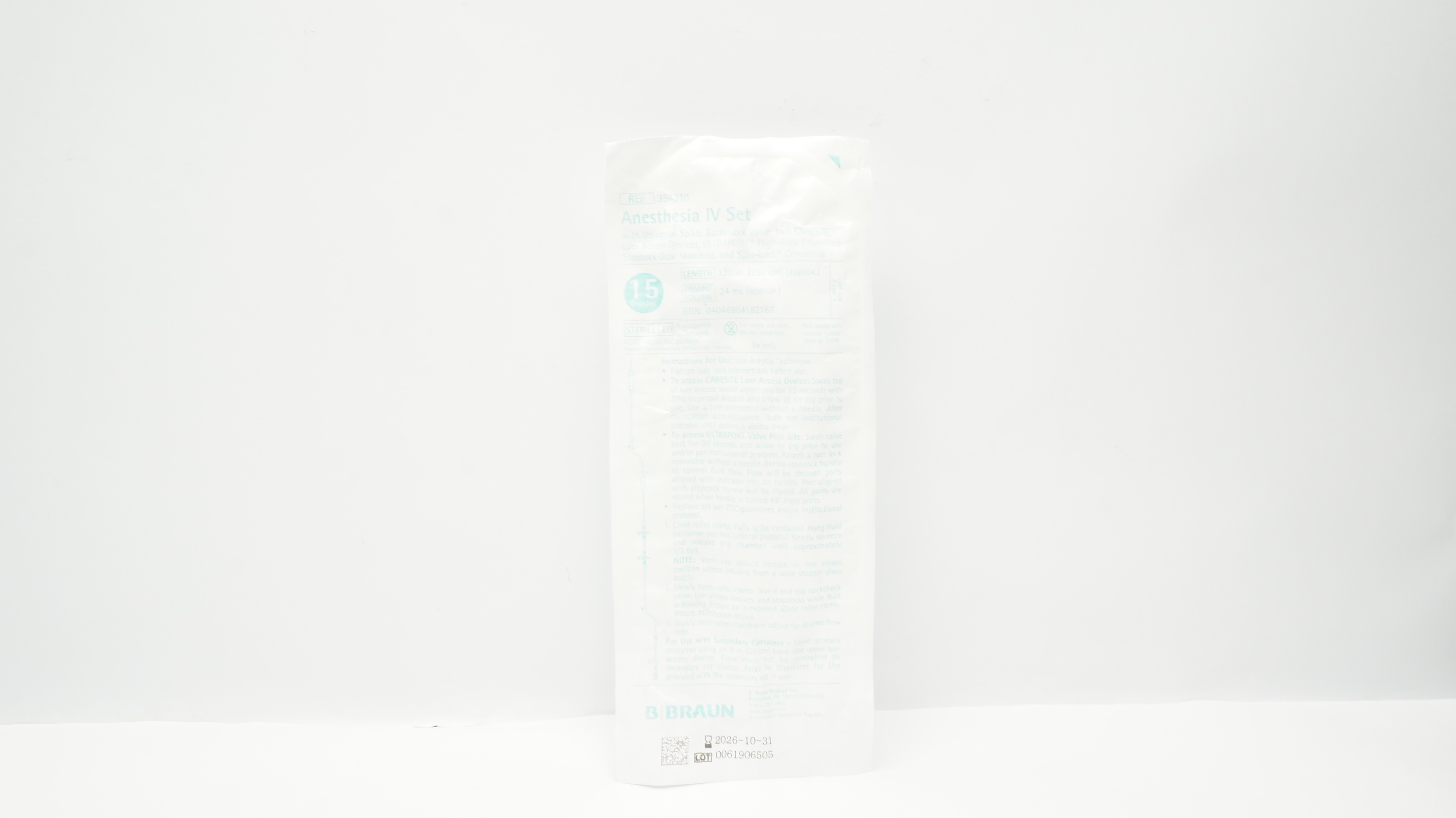 Braun 354210 Anesthesia IV Set 130inch x 24mL (Approx.) 15Drops/mL