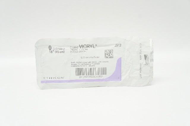 Ethicon J912 0 Coated VICRYL Undyed Braided, 18inch