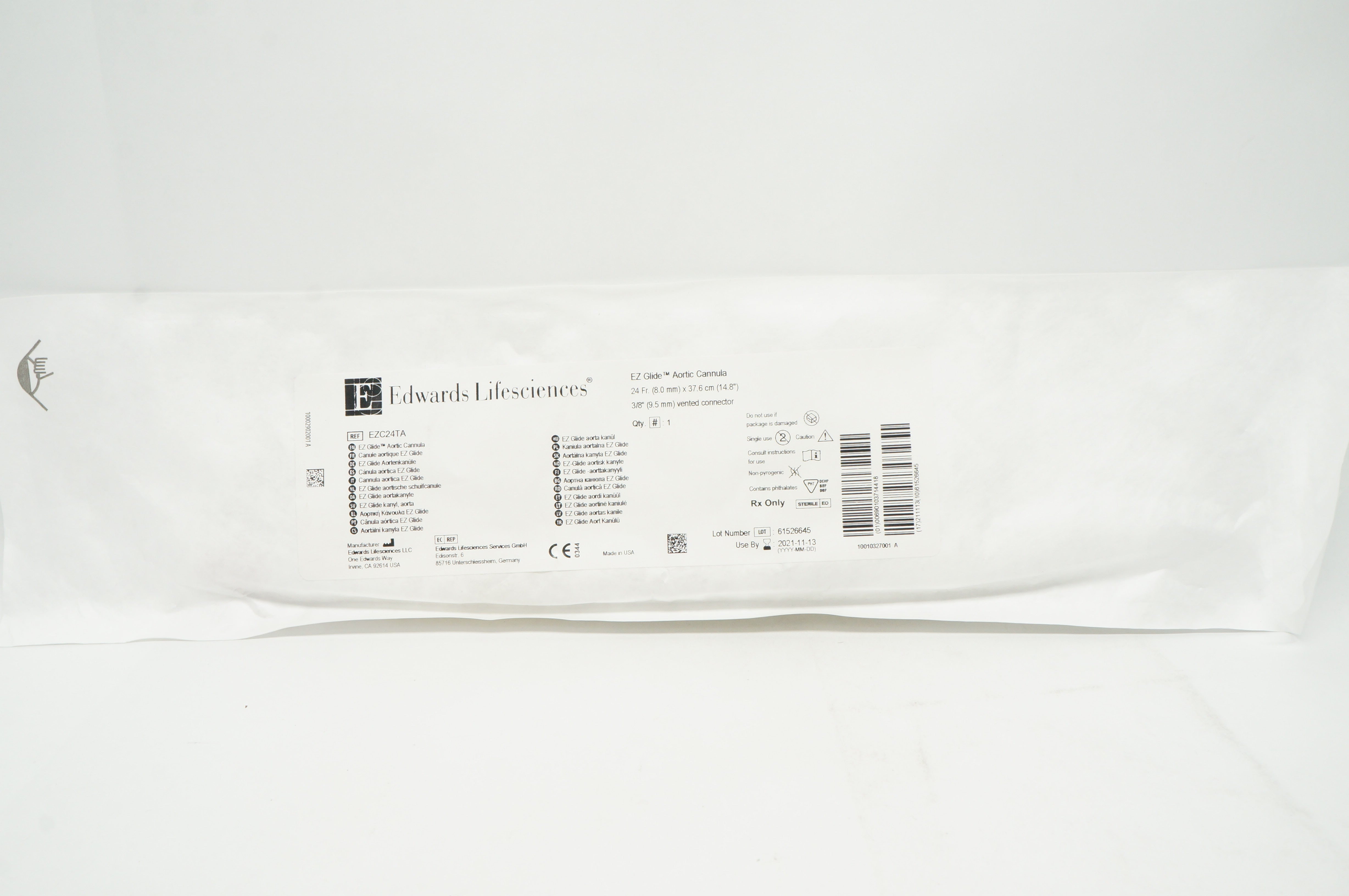 Edwards Lifesciences EZC24TA EZ Glide Aortic Cannula 24Fr. x 14.8inch