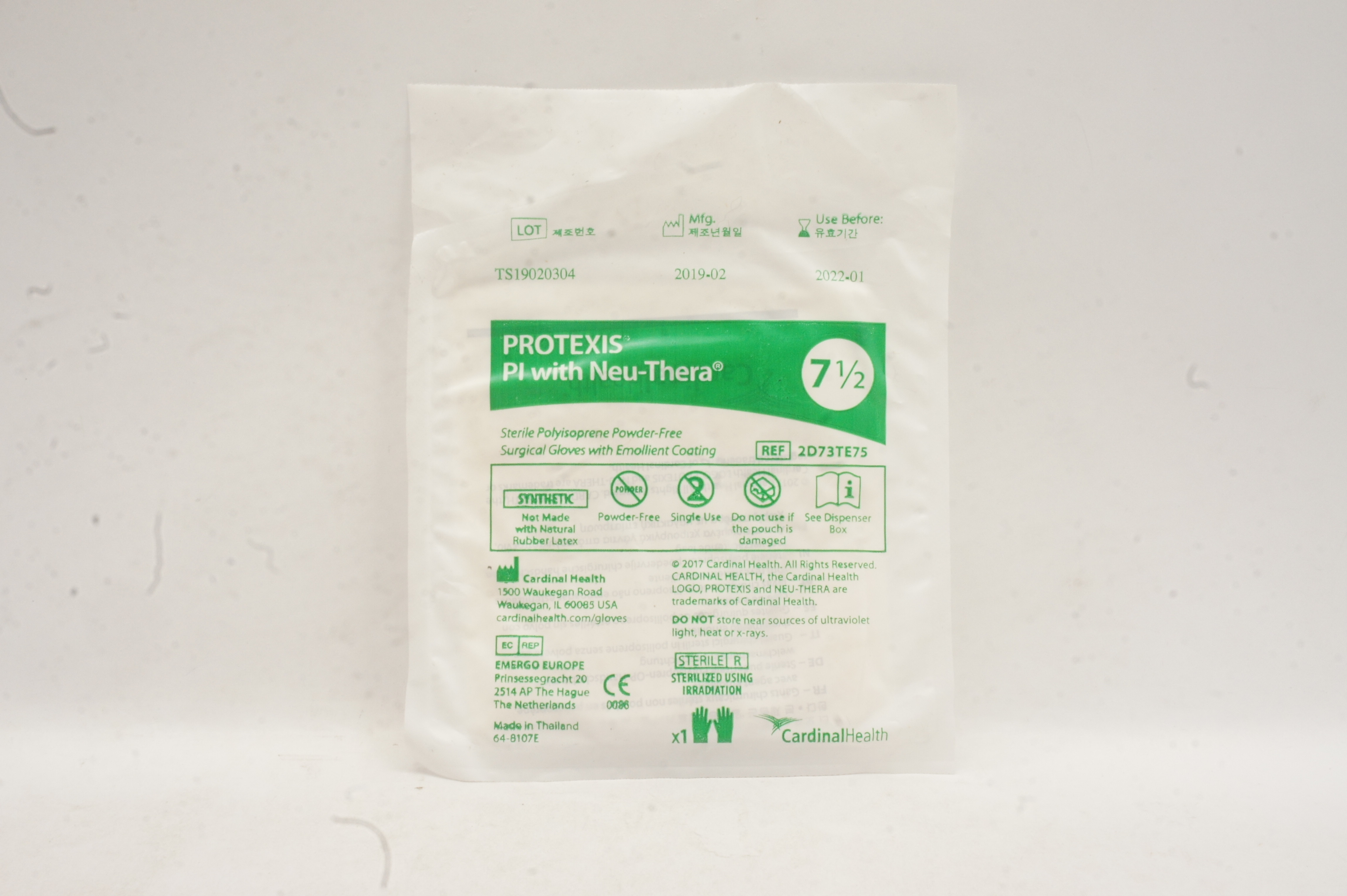 Cardinal Health 2D73TE75 Protexis Pl w/ Neu-Thera Surgical Gloves Size 7 1/2 (x)