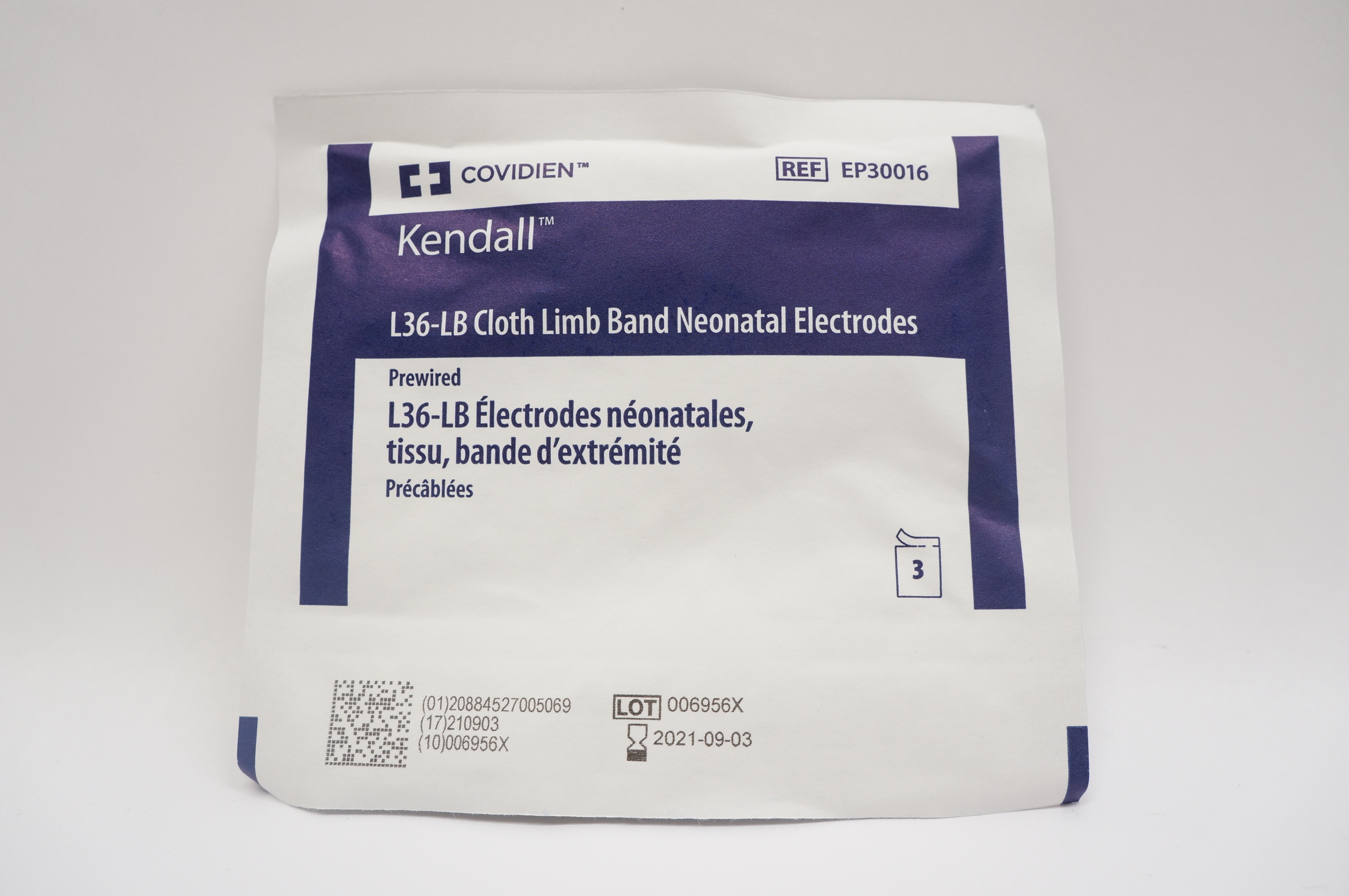 Covidien EP30016 Kendall L36Lb Cloth Limb Band Neonatal Electrodes, 3/Strip