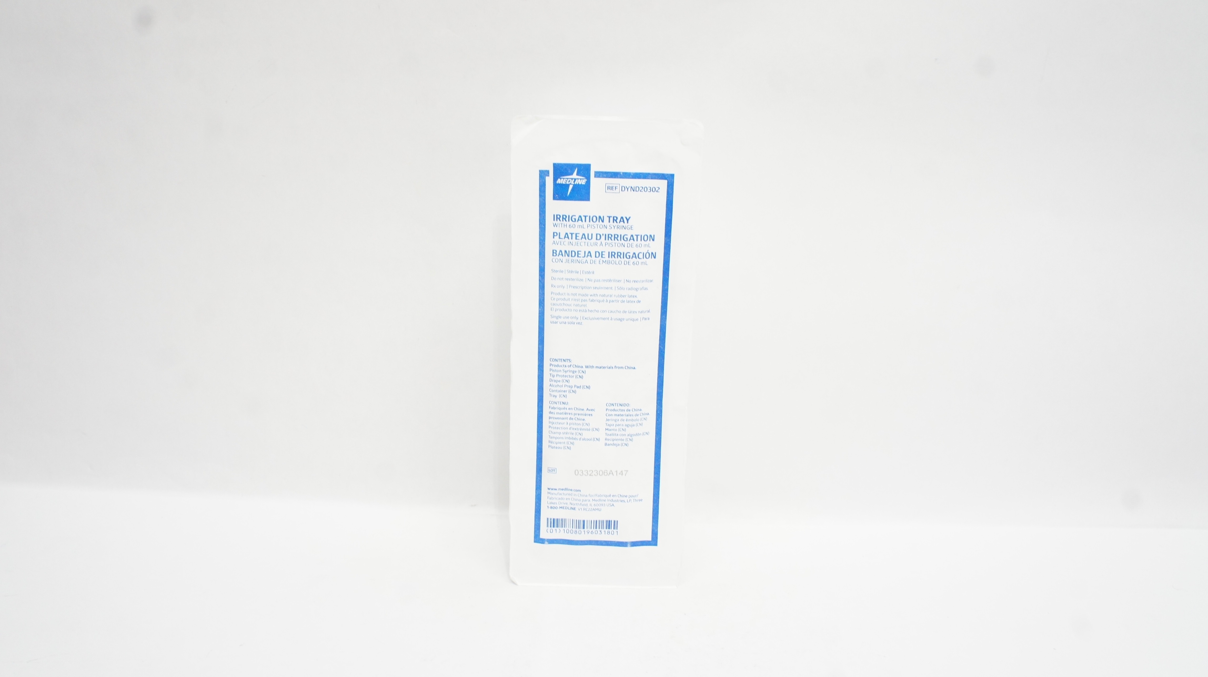 Medline DYND20302 Irrigation Tray with 60ml Piston Syringe