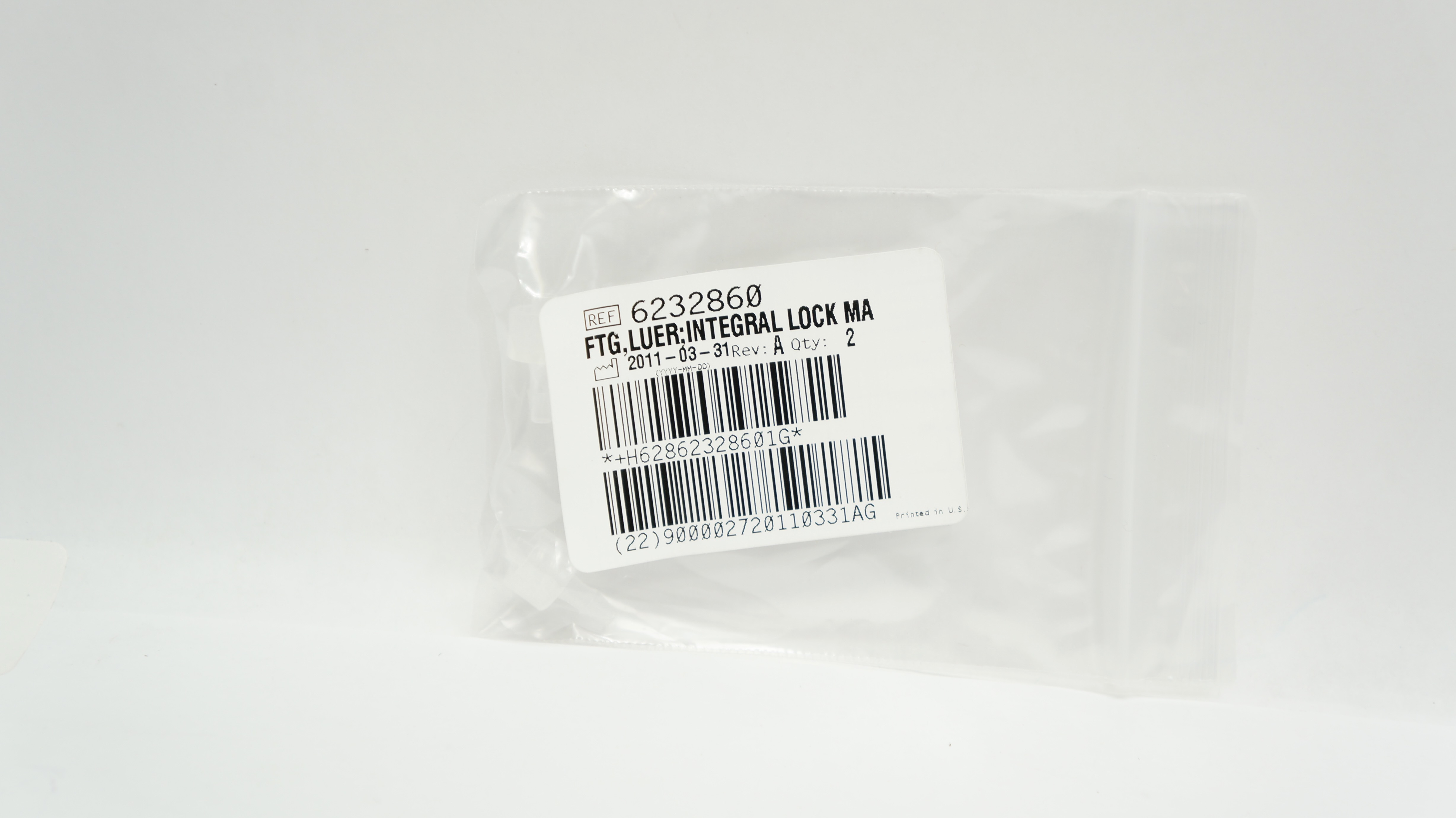 Beckman Coulter 6232860 FTG, Luer; Integral Lock MA - Pack of 2