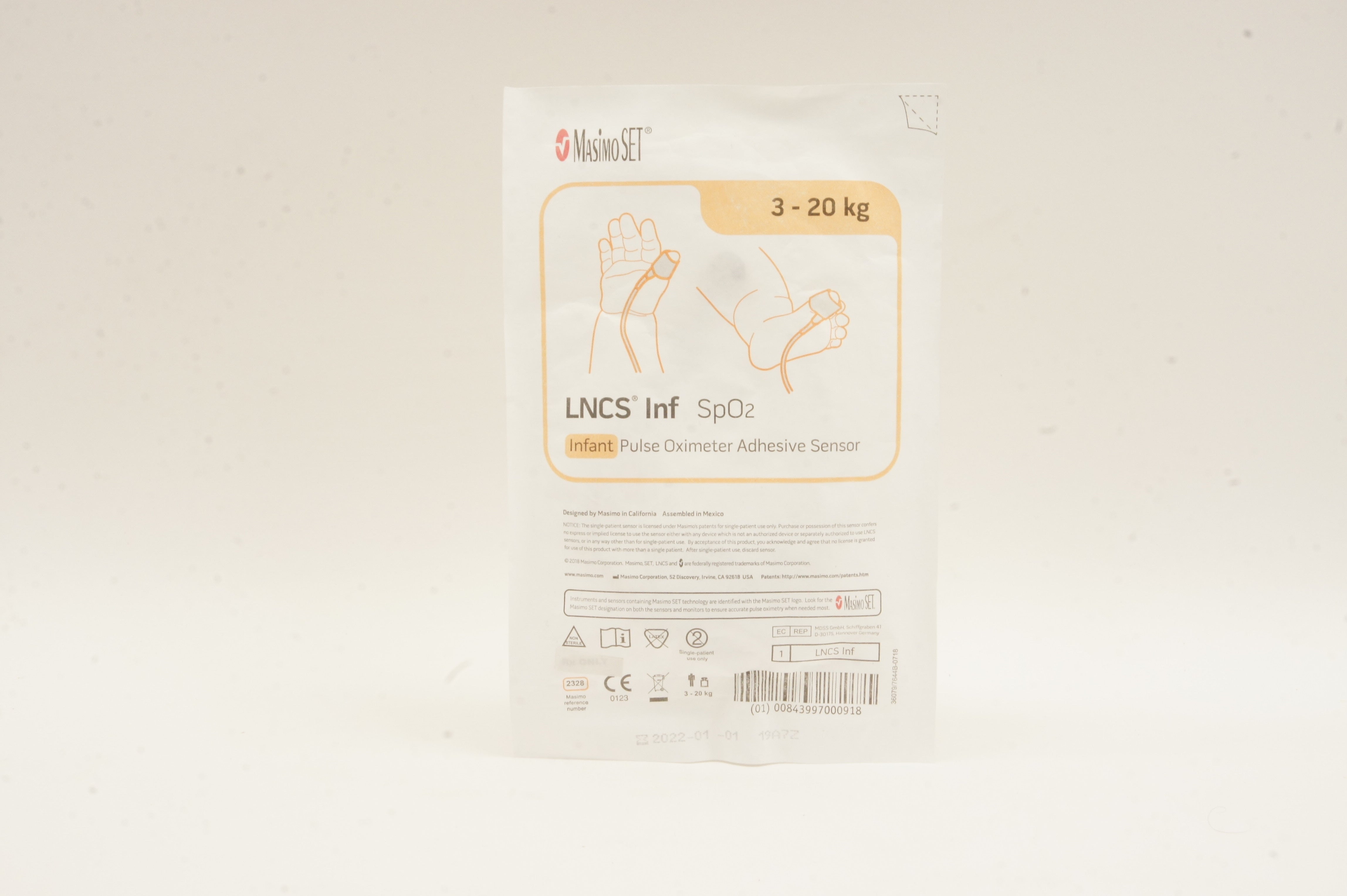 Masimo 2328 LNCS Inf SpO2 Infant Pulse Oximeter Adhesive Sensor 3-20kg