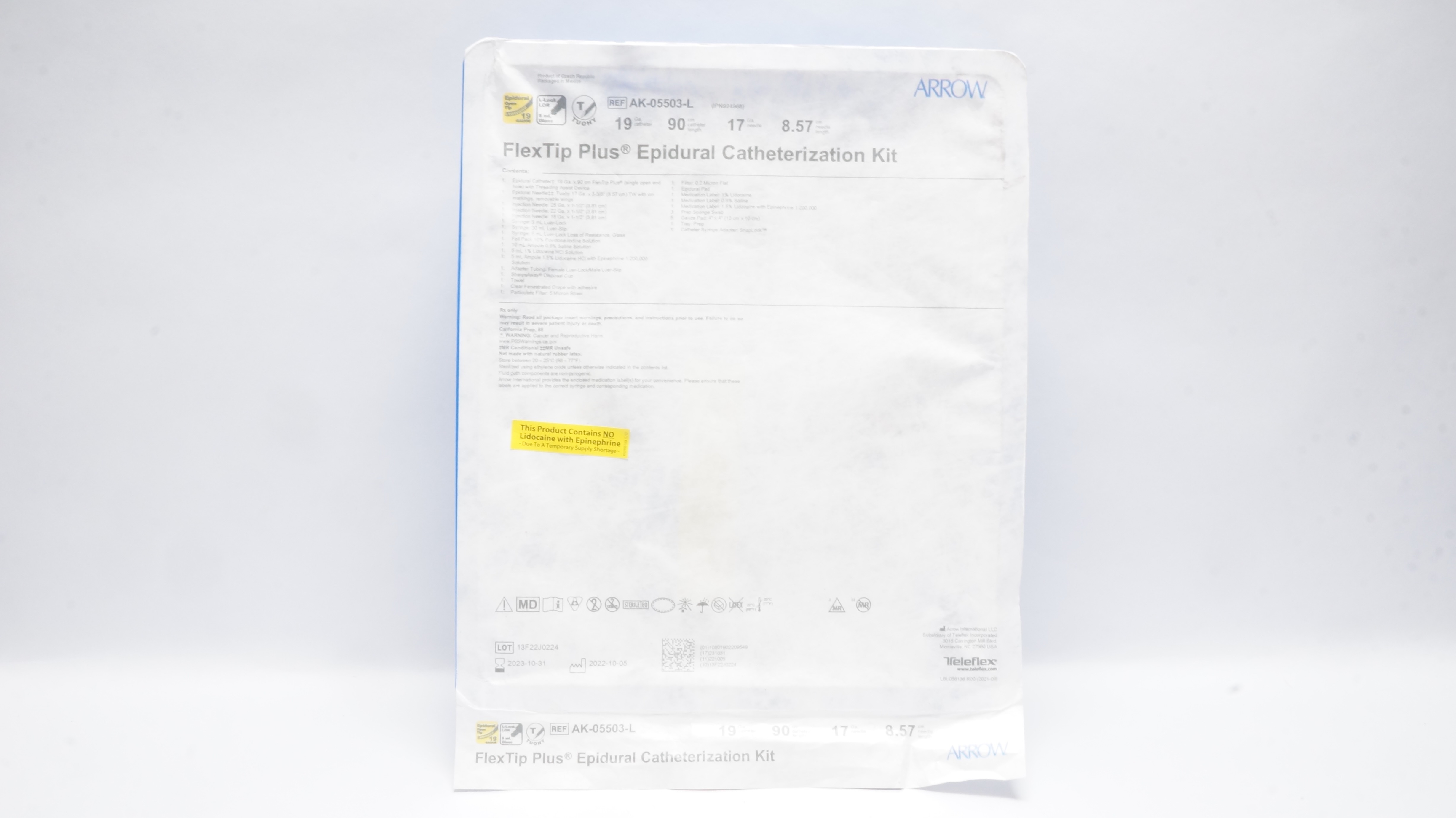 Arrow AK-05503-L  FlexTip Plus Epidural Cath. Kit 19Ga. x 90cm (x)