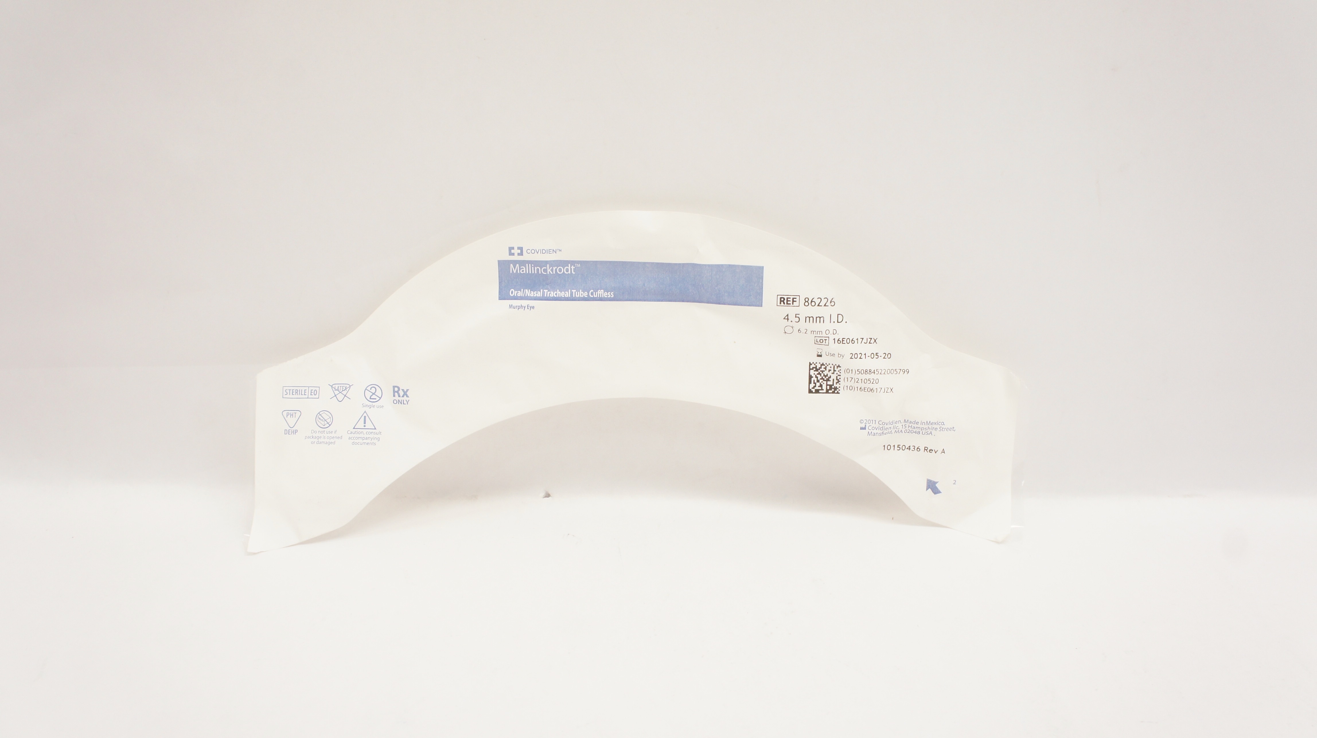 Covidien 86226 Mallinckrodt Oral/Nasal Tracheal Tube Cuffless 4.5mm x 6.2mm (x)
