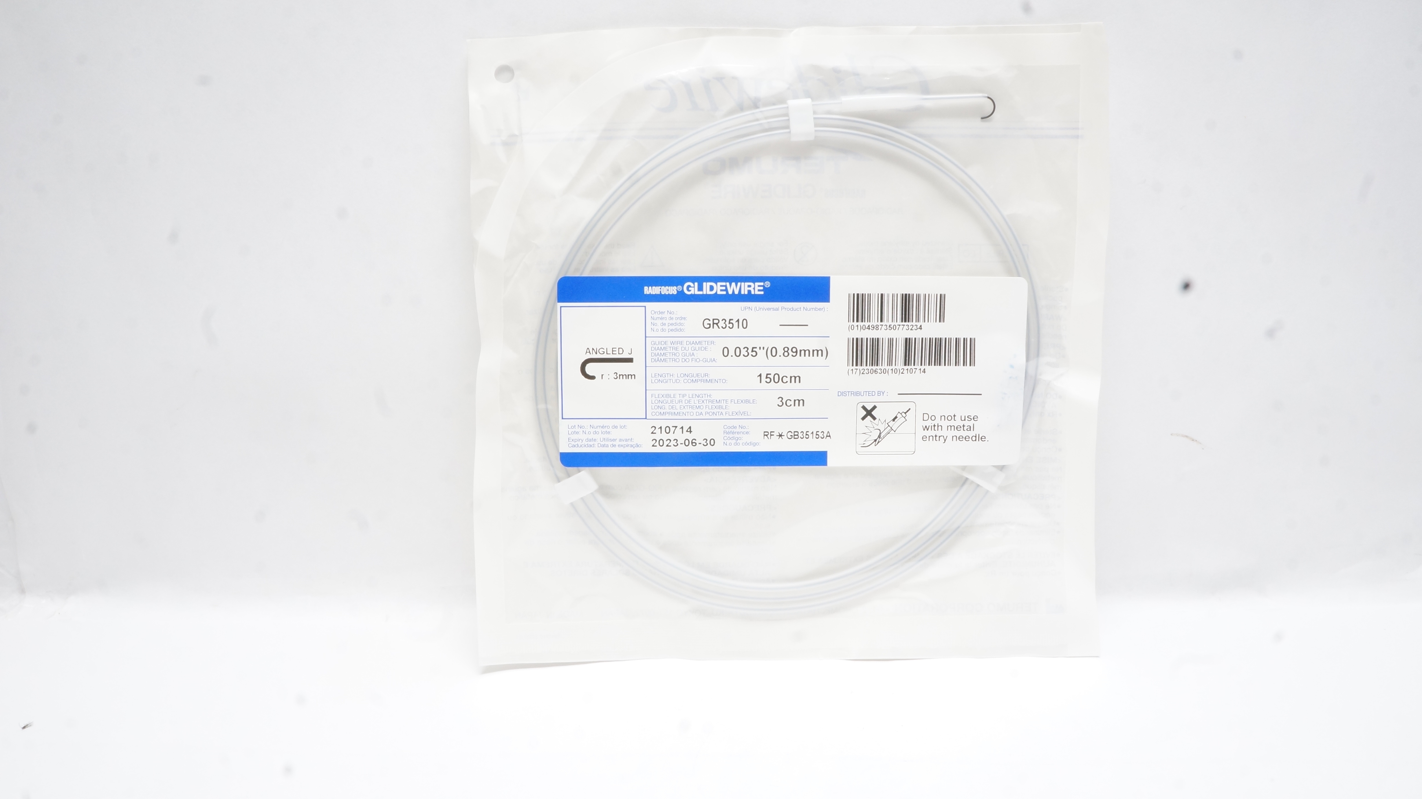Terumo GB35153A Radifocus Glidewire Angled J 0.035inch x 150cm x 3cm (x)