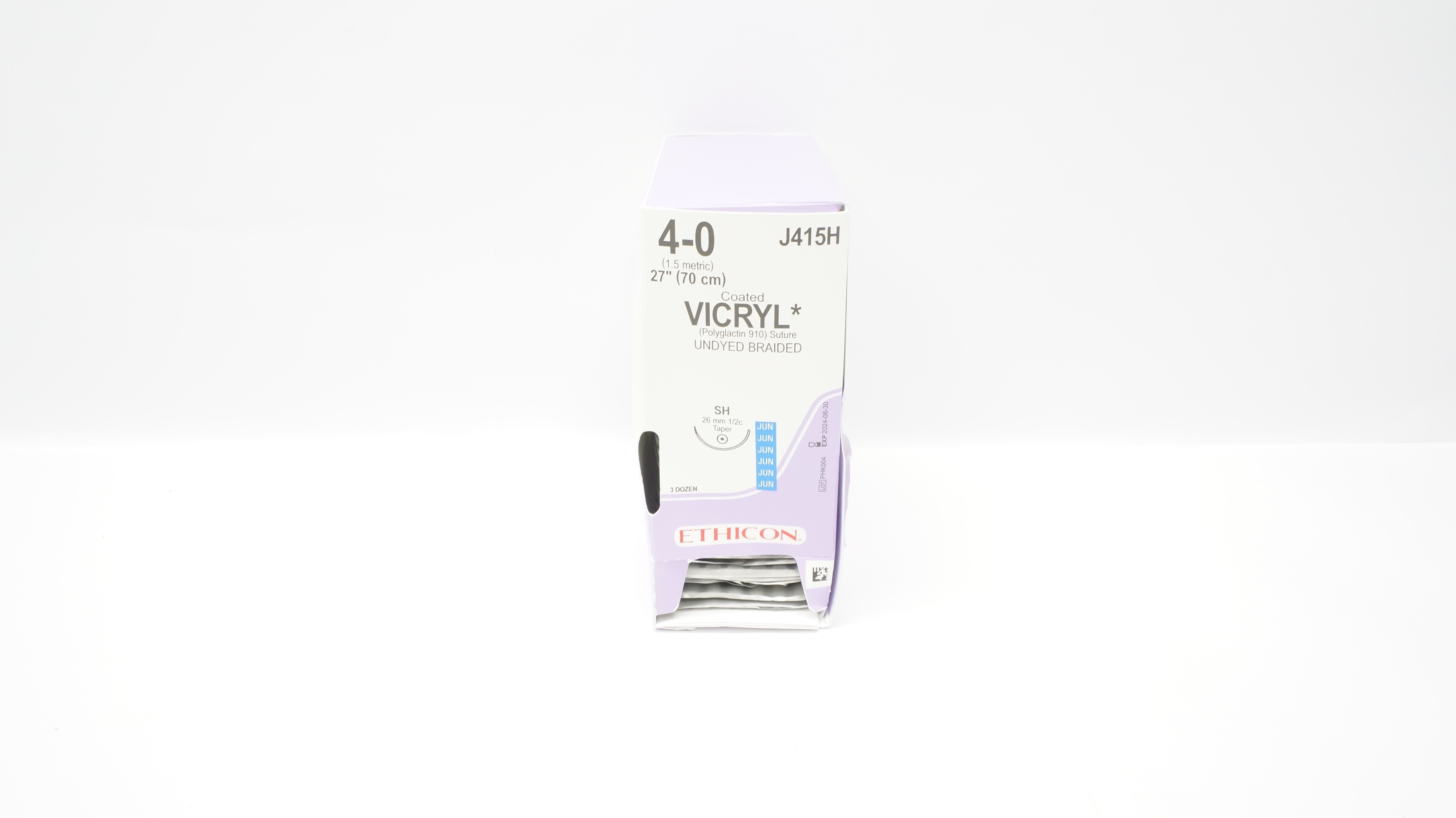 Ethicon J415H 4-0 Coated VICRYL Stre SH 26mm 1/2c Taper, 27inch (x) - Box of 30