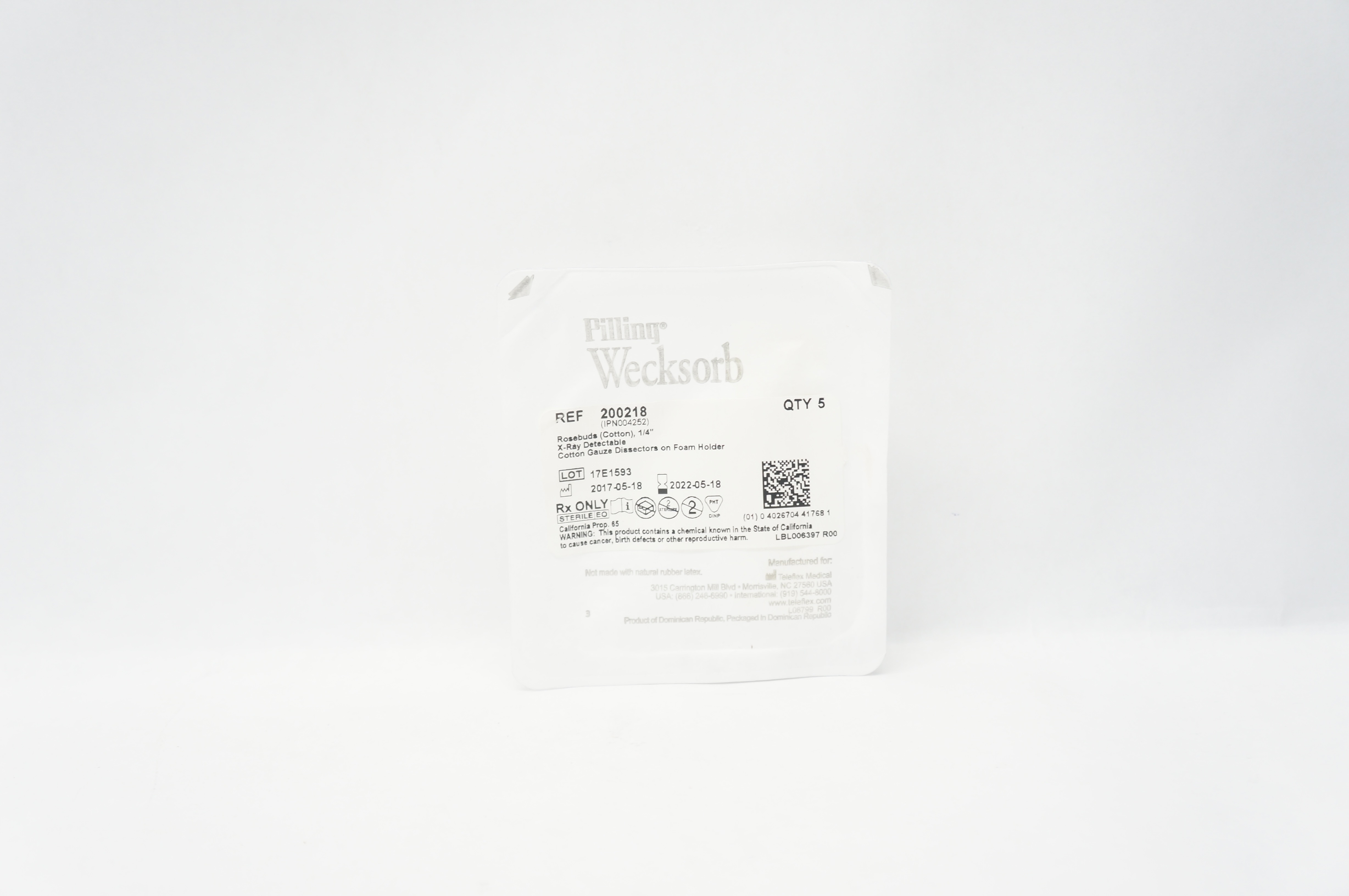 Teleflex 200218 Pilling Wecksorb Rosebuds, Cotton, 1/4inch (x) - Pack of 5