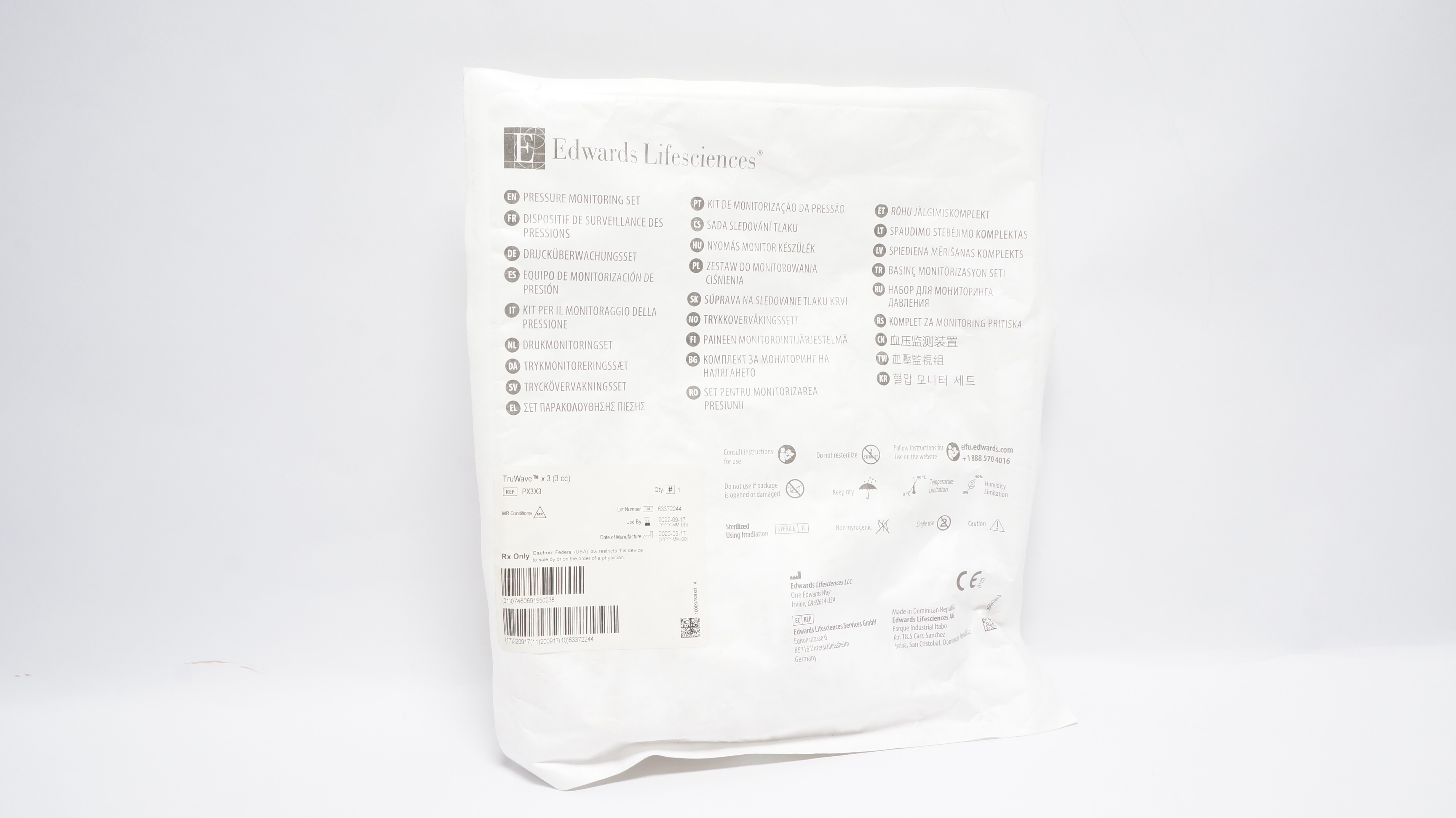 Edwards LifeSciences PX3X3 TruWave Pressure Monitoring Set 3cc (x)