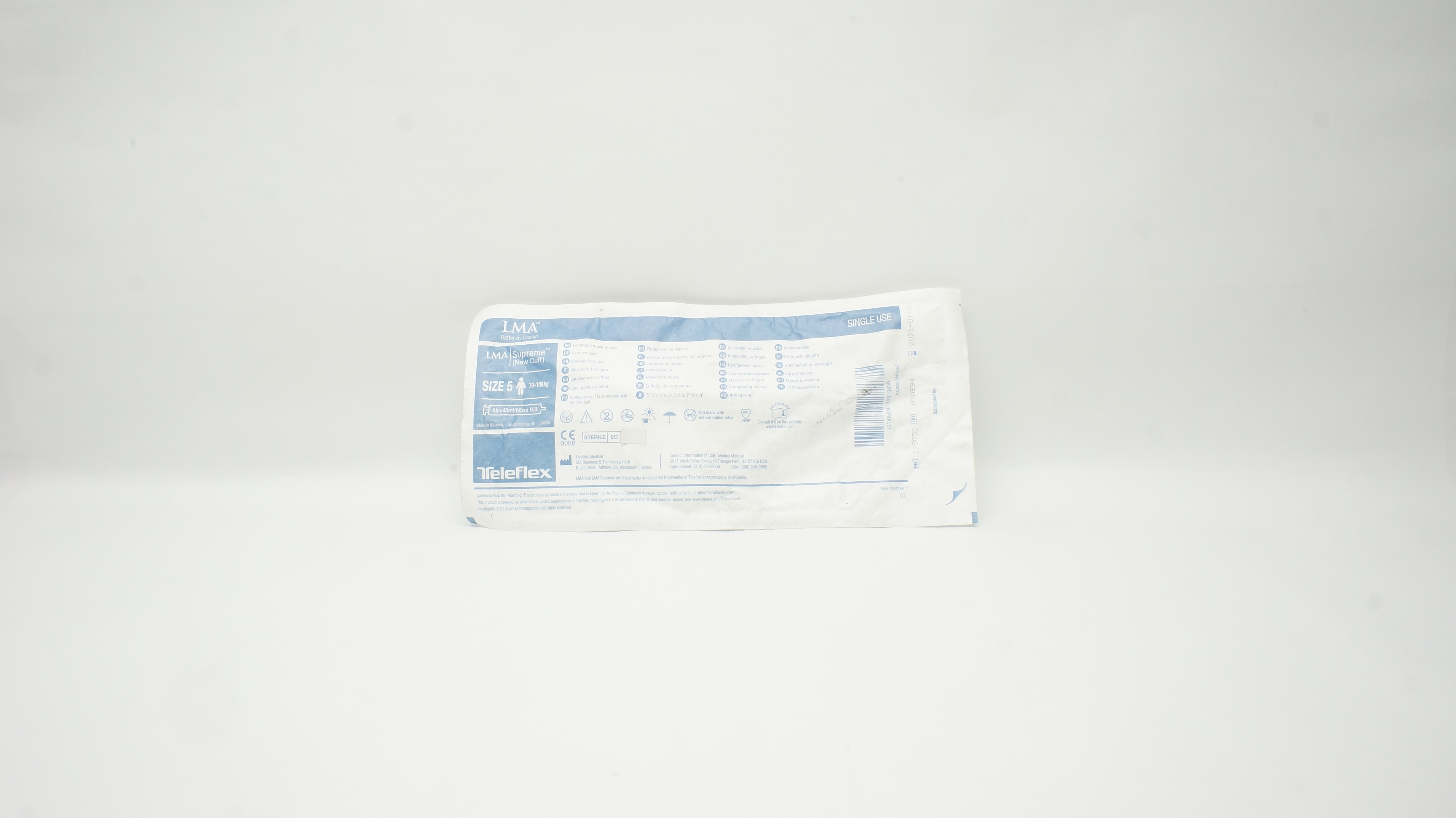 Teleflex 175050 LMA Supreme Laryngeal Mask Airway, Size 5, 70-100kg (x)