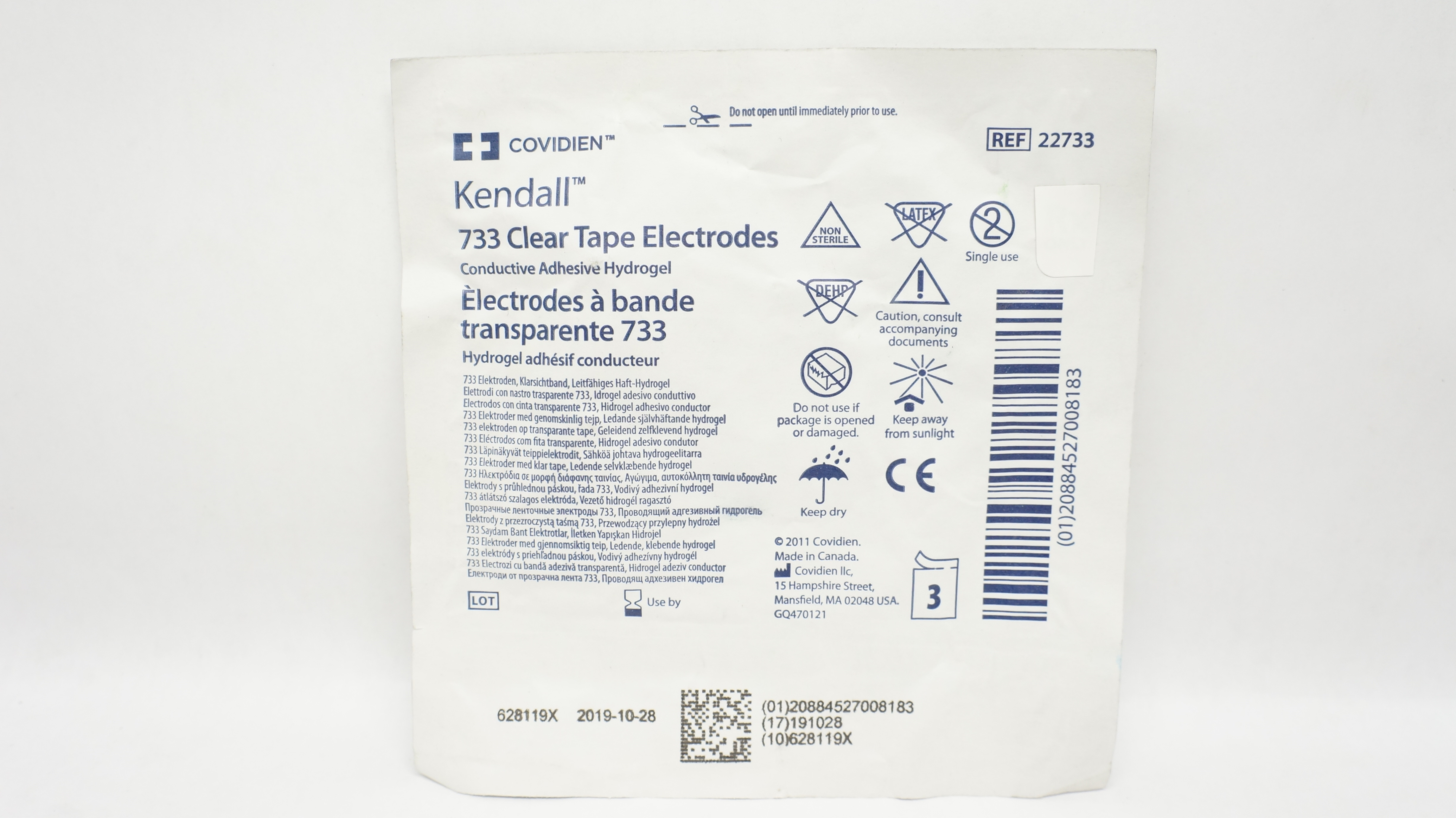 Covidien 22733 Kendall 733 Clear Tape Electrodes (x) - Pack of 3