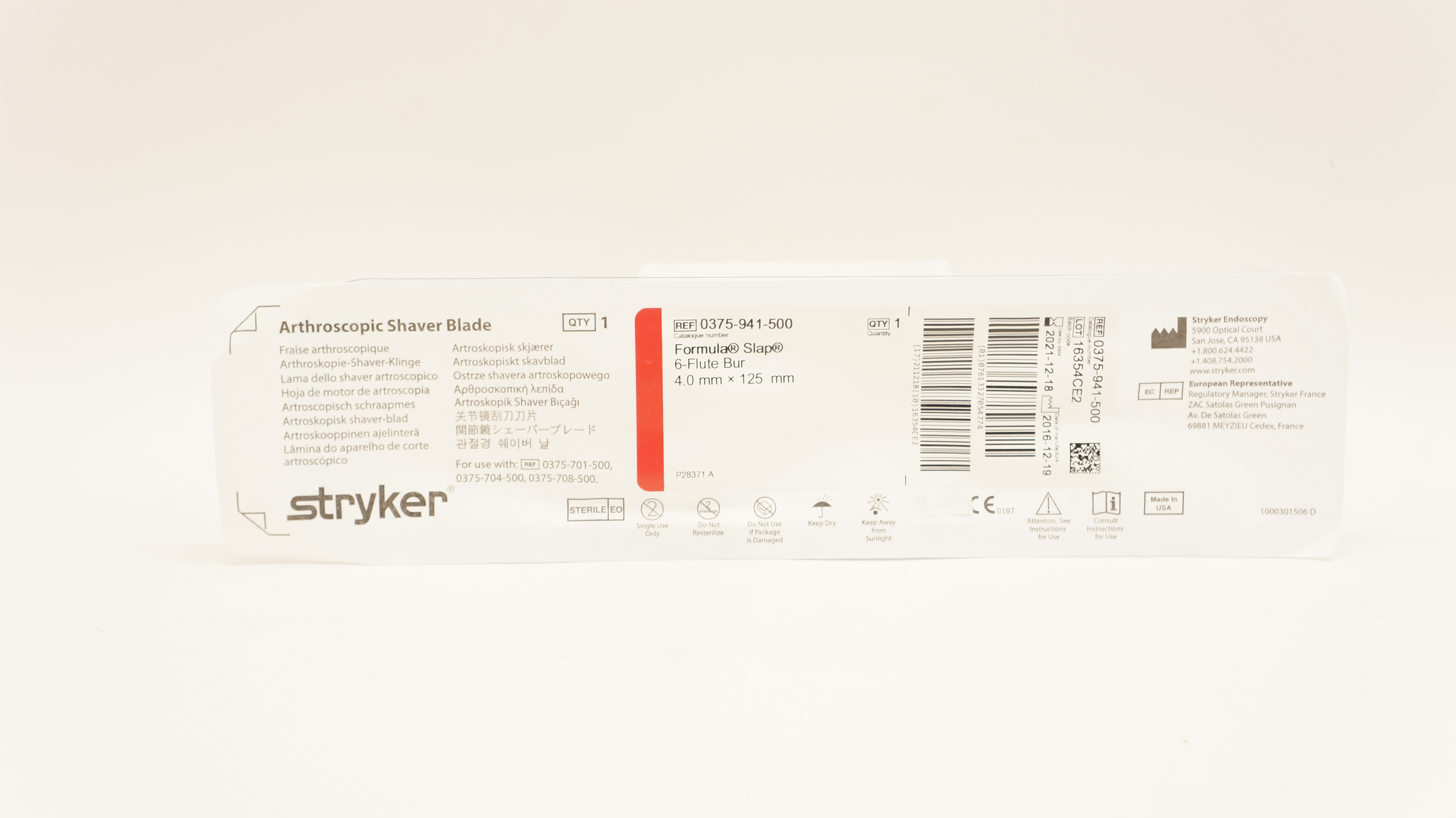 Stryker 0375941500 Formula Slap Arthroscopic Shaver Blade 4.0mm