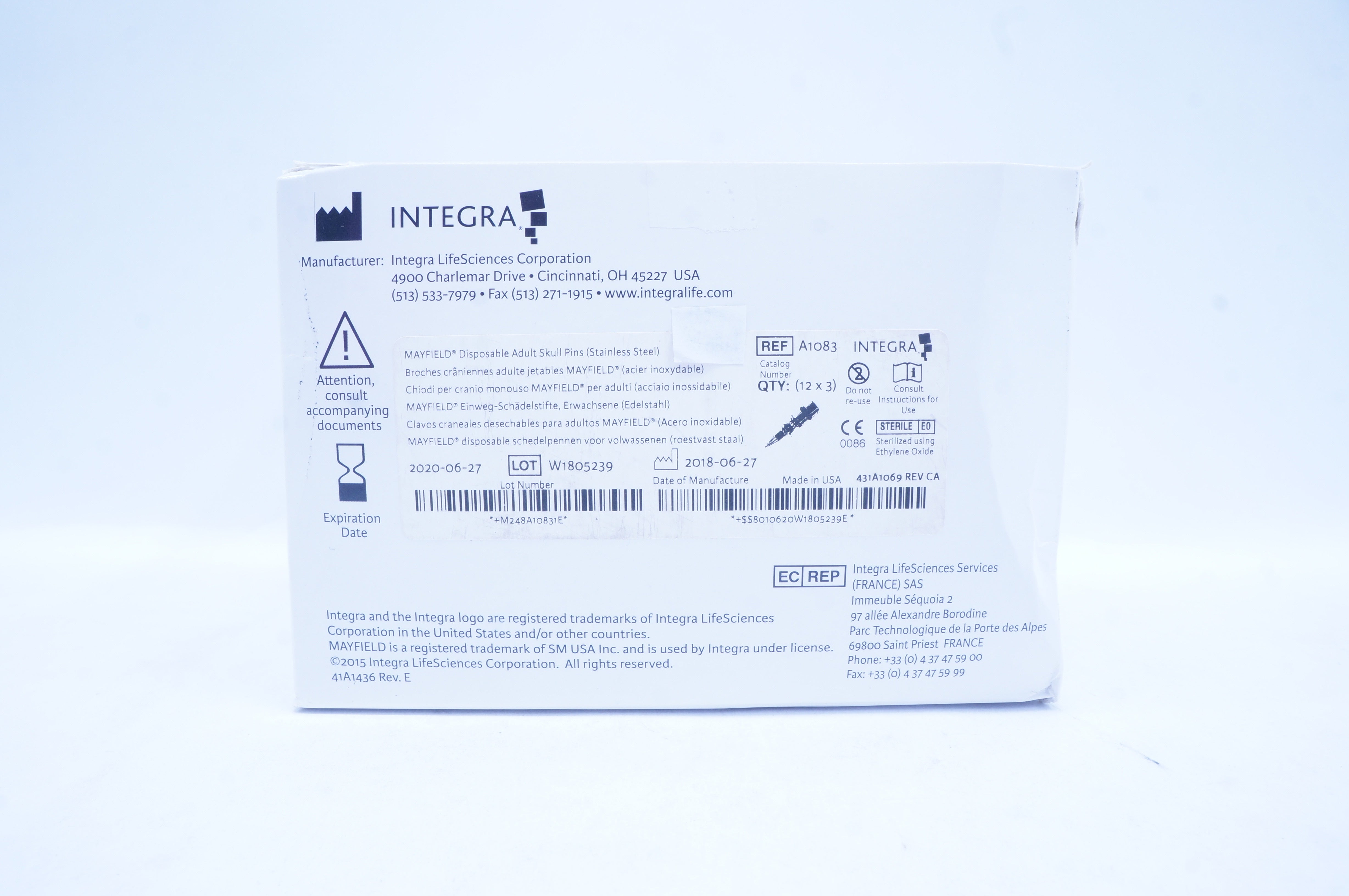 Integra LifeSciences A1083 Mayfield Disposable Adult Skull Pins (x