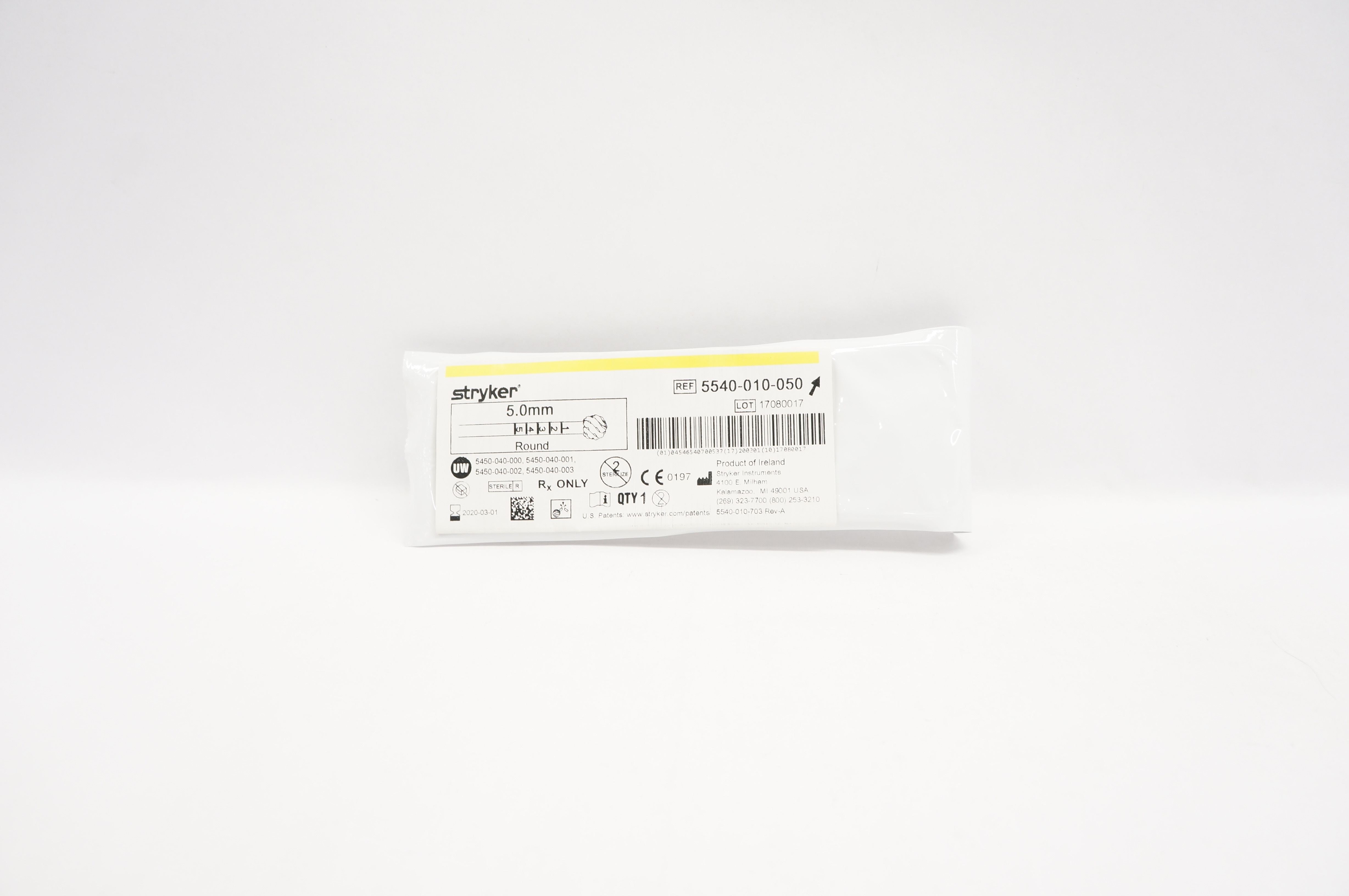 Stryker 5540-010-050 Round Fluted Bur Round 5.0mm (x)