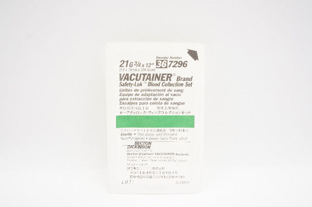 Becton Dickinson 367296 Vacutainer Safety-Lok Blood Collection Set 21G 3/4x12in