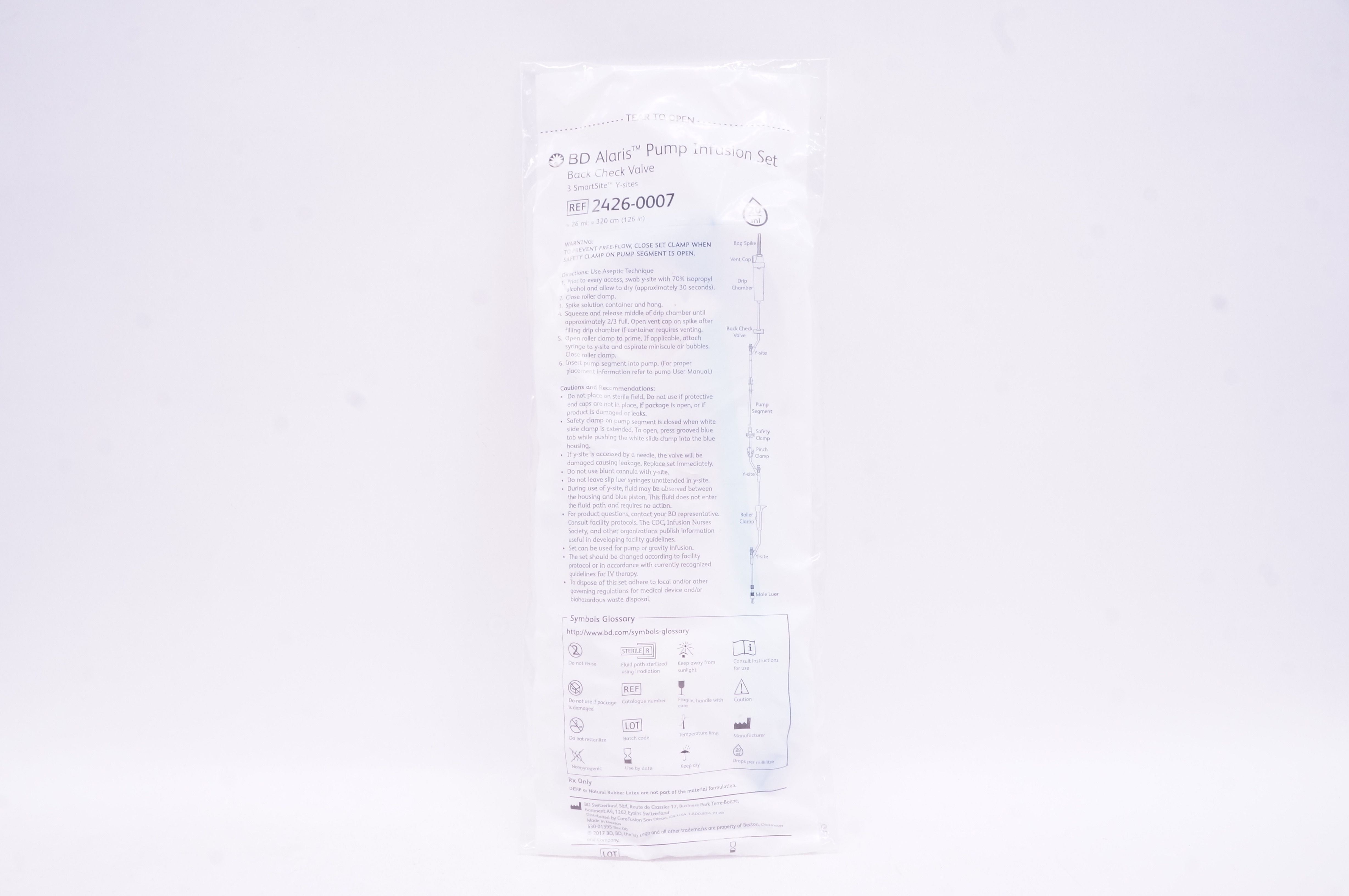BD 2426-0007 Alaris Pump Infusion Set Back Check Valve 20ml 126inch (x)