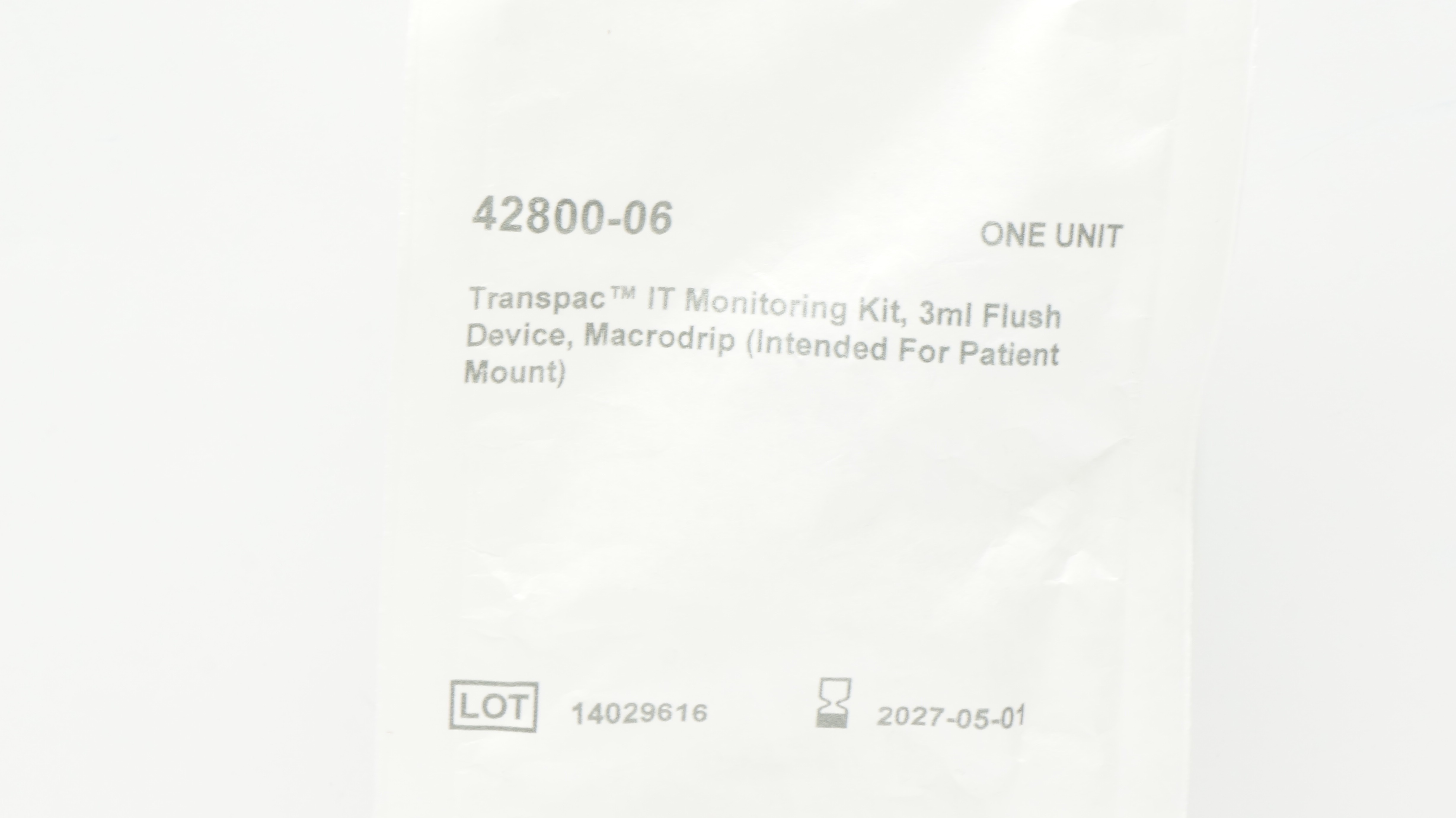42800 ICU Medical 42800-06 Transpac IT Monitoring Kit 3ml Flush Device