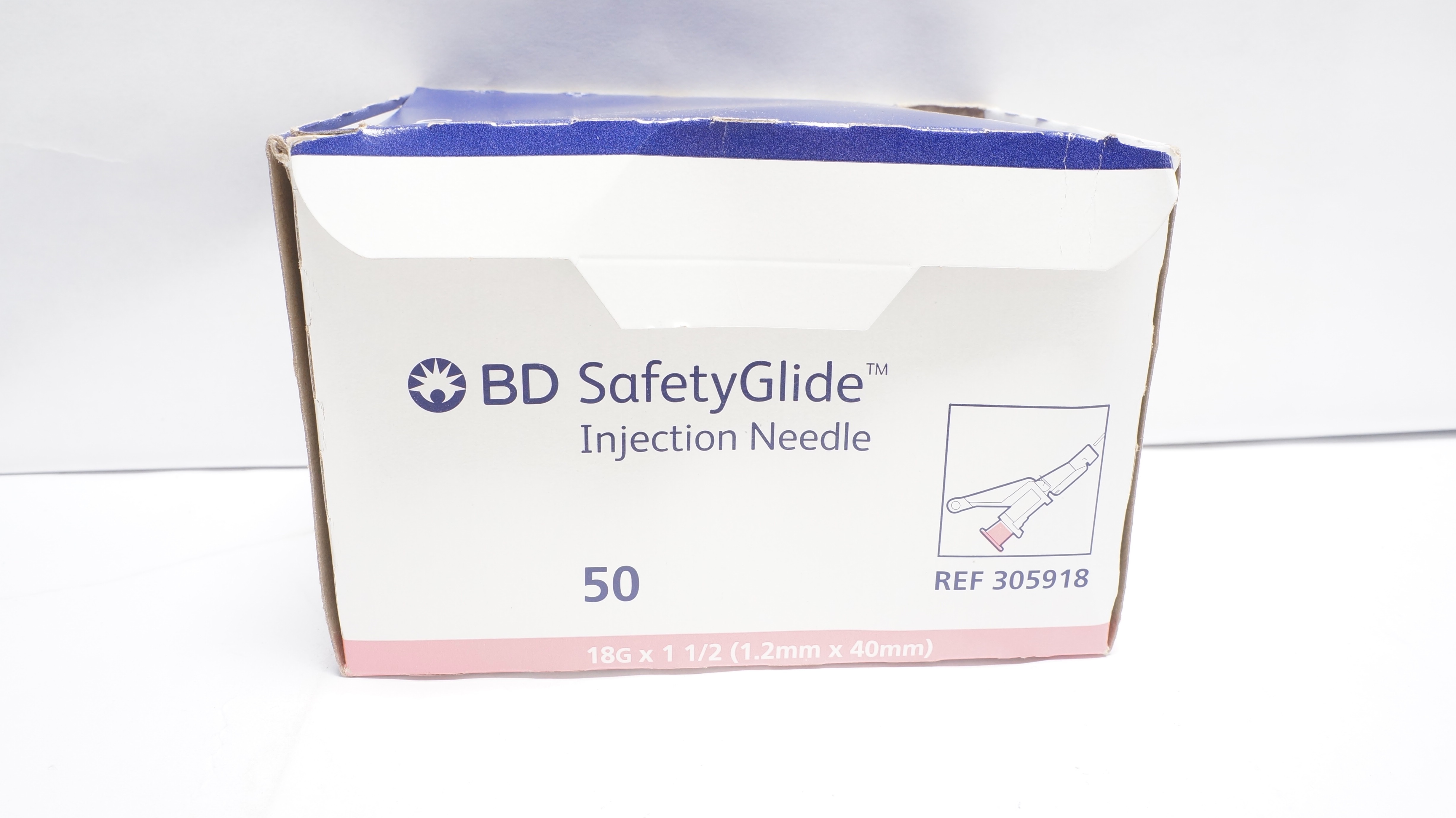 BD 305918 SafetyGlide Ndle 18G x 1-1/2 inch (x) - Box of 28