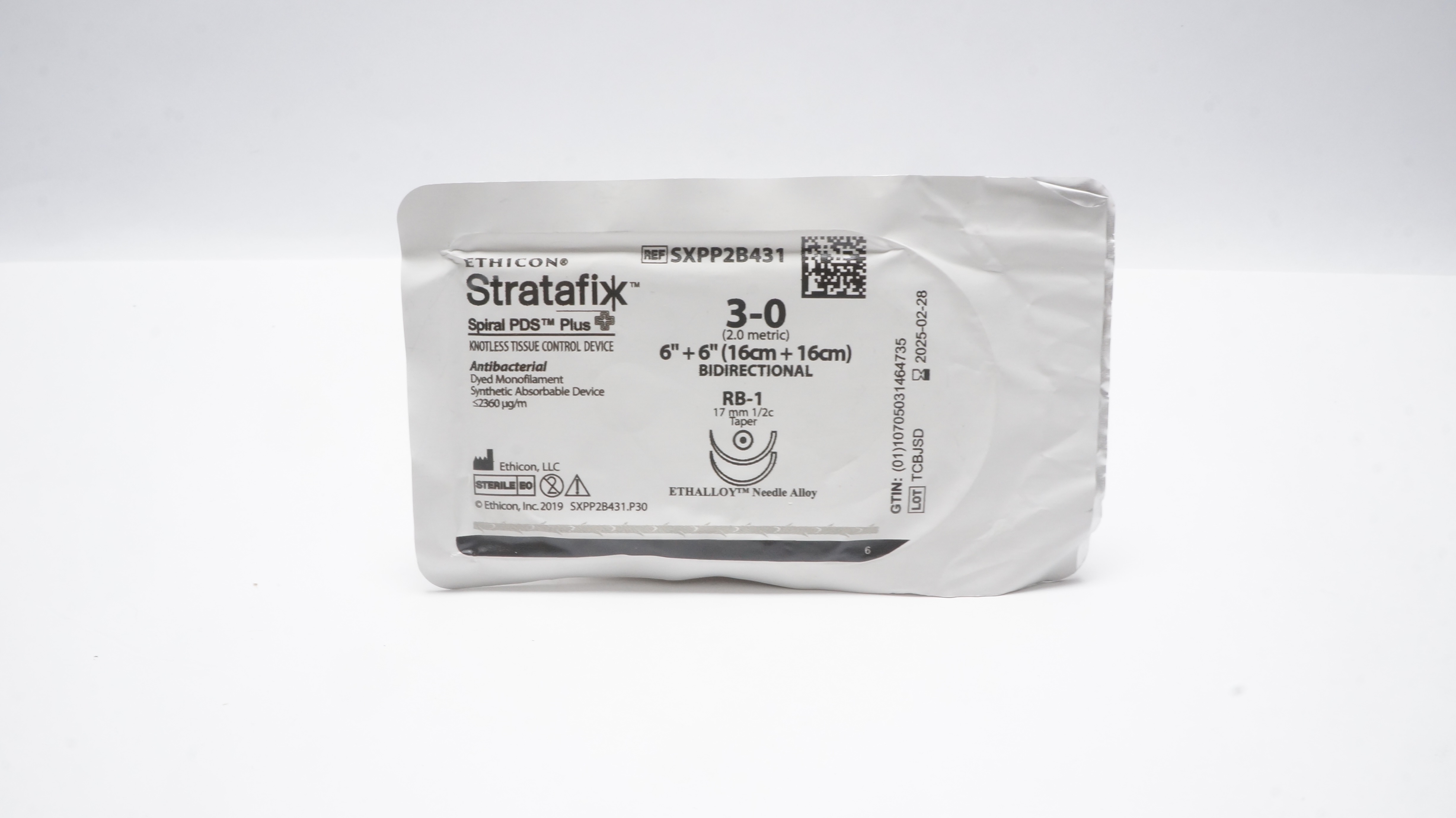 Ethicon SXPP2B431 3-0 Stratafix Spiral PDS + Stre RB-1 17mm 1/2c Taper 6inch (x)