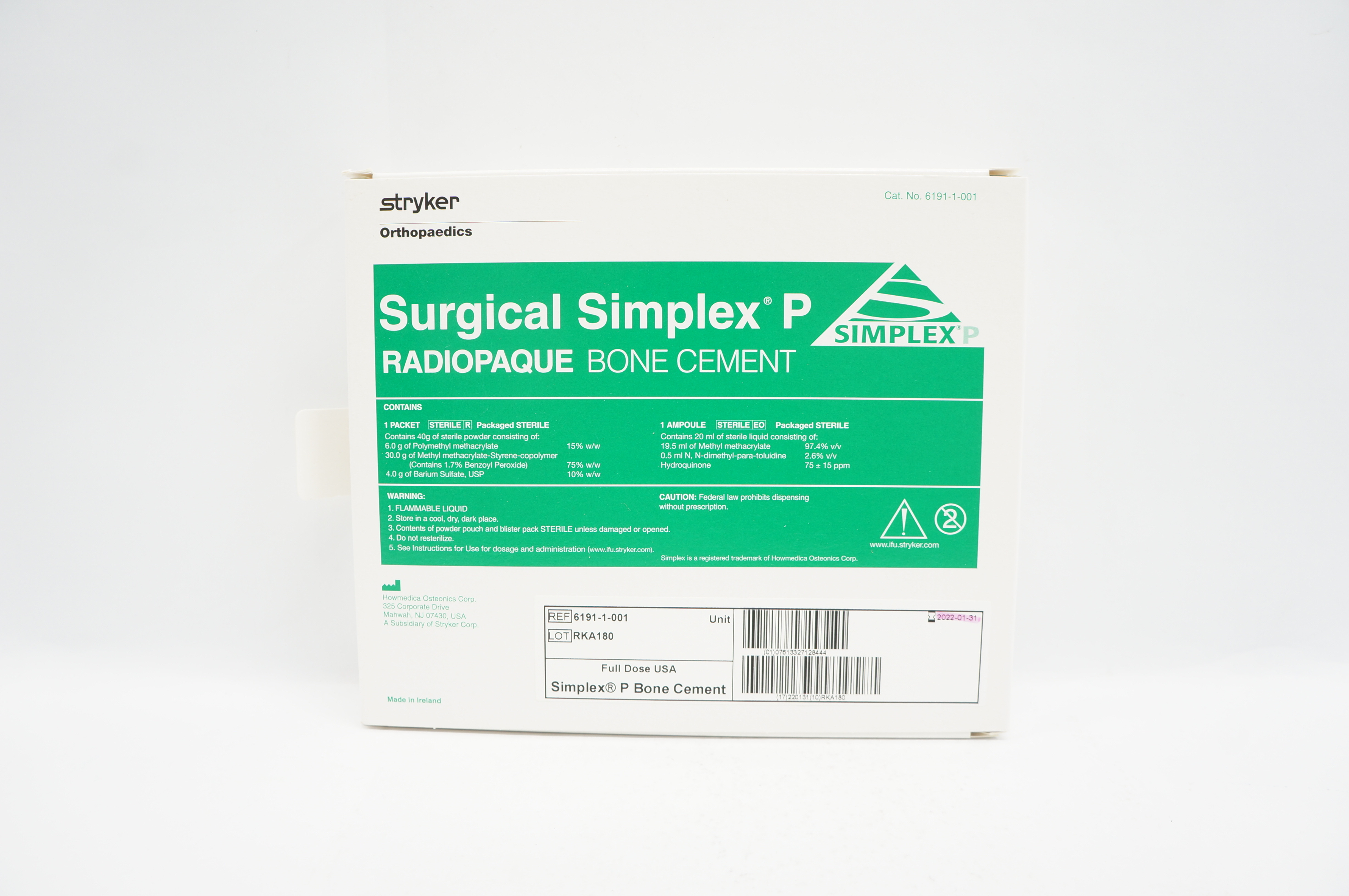 Styker Inbone Stryker 6191-1-001 Surgical Simplex P Radiopaque Bone Cement