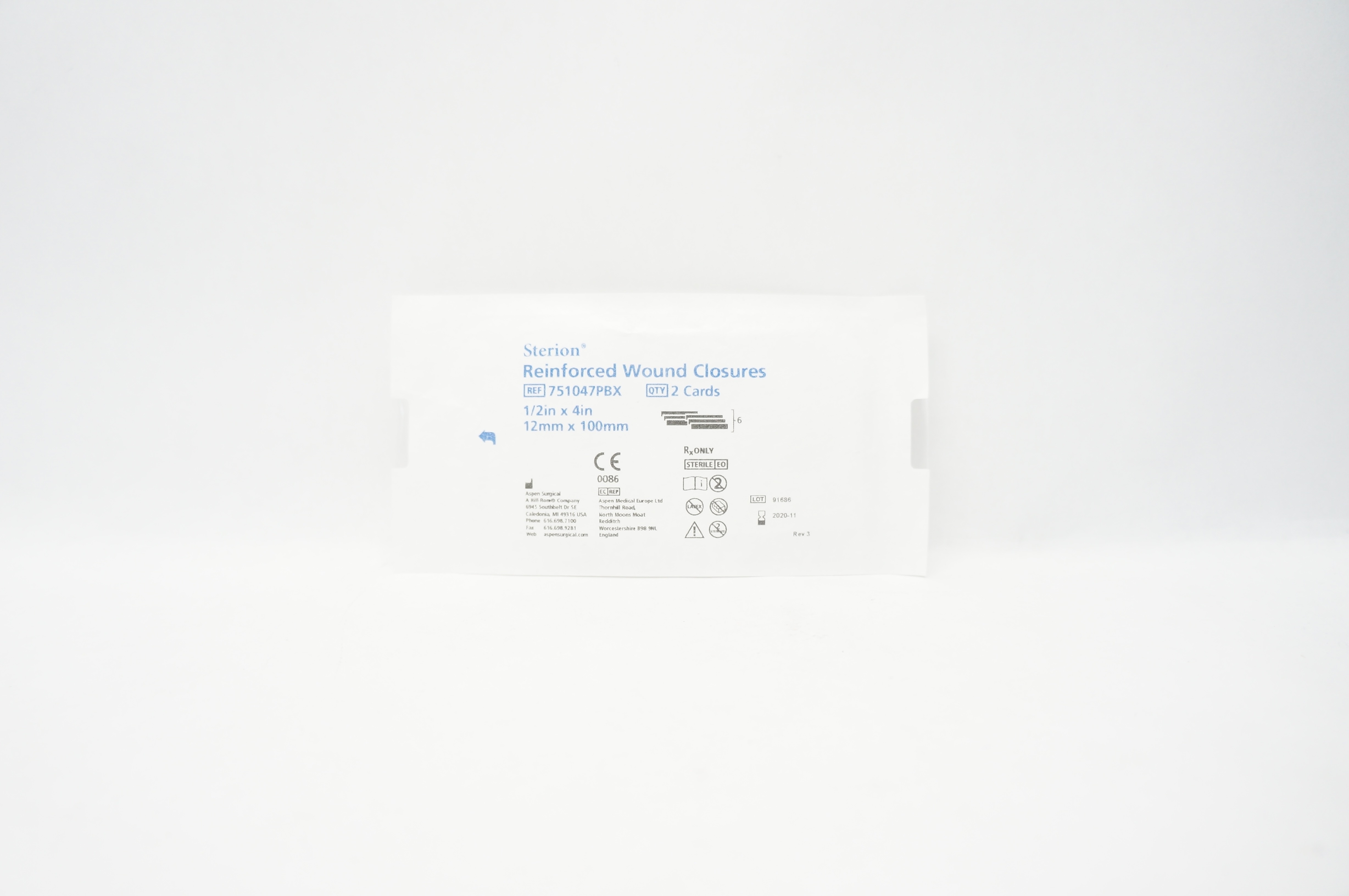 Aspen 751047PBX Sterion Reinforced Wound Closures 1/2 x 4inch (x) - Pack of 2