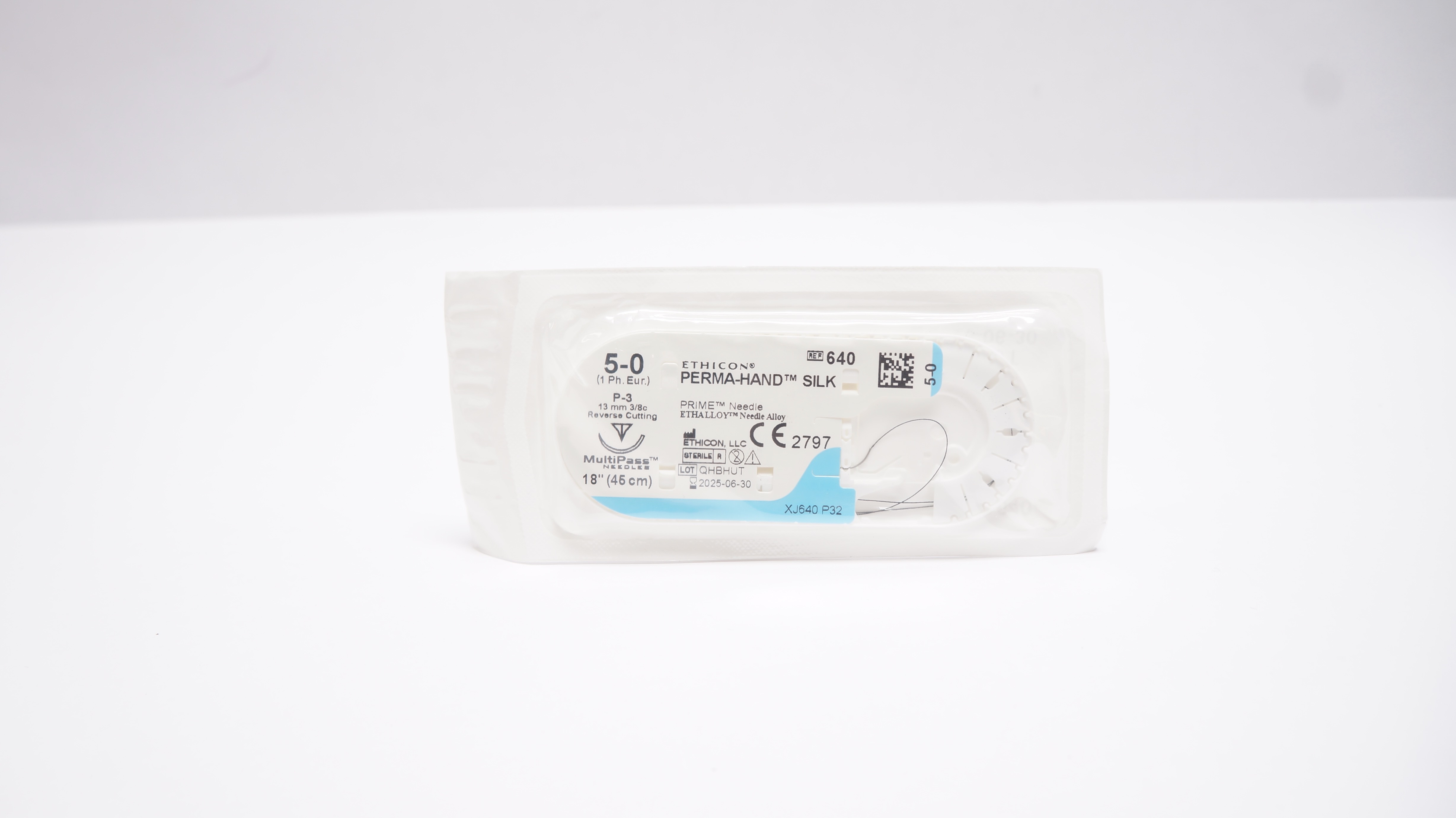 Ethicon 640 5-0 Perma-Hand Silk P-3 13mm 3/8c Reverse Cutting 18inch