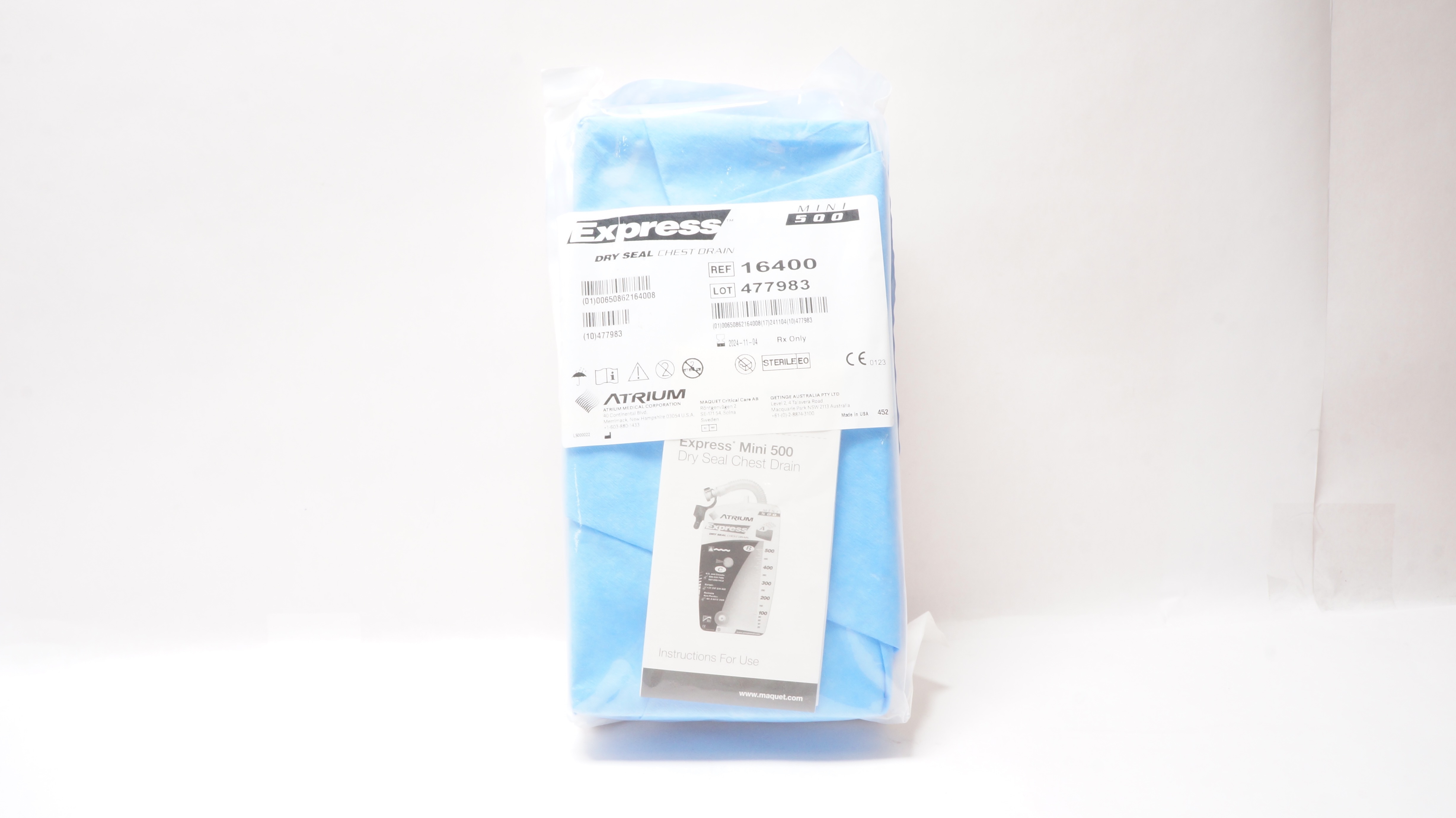 Atrium 16400 Express Dry Seal Chest Drain, Mini 500