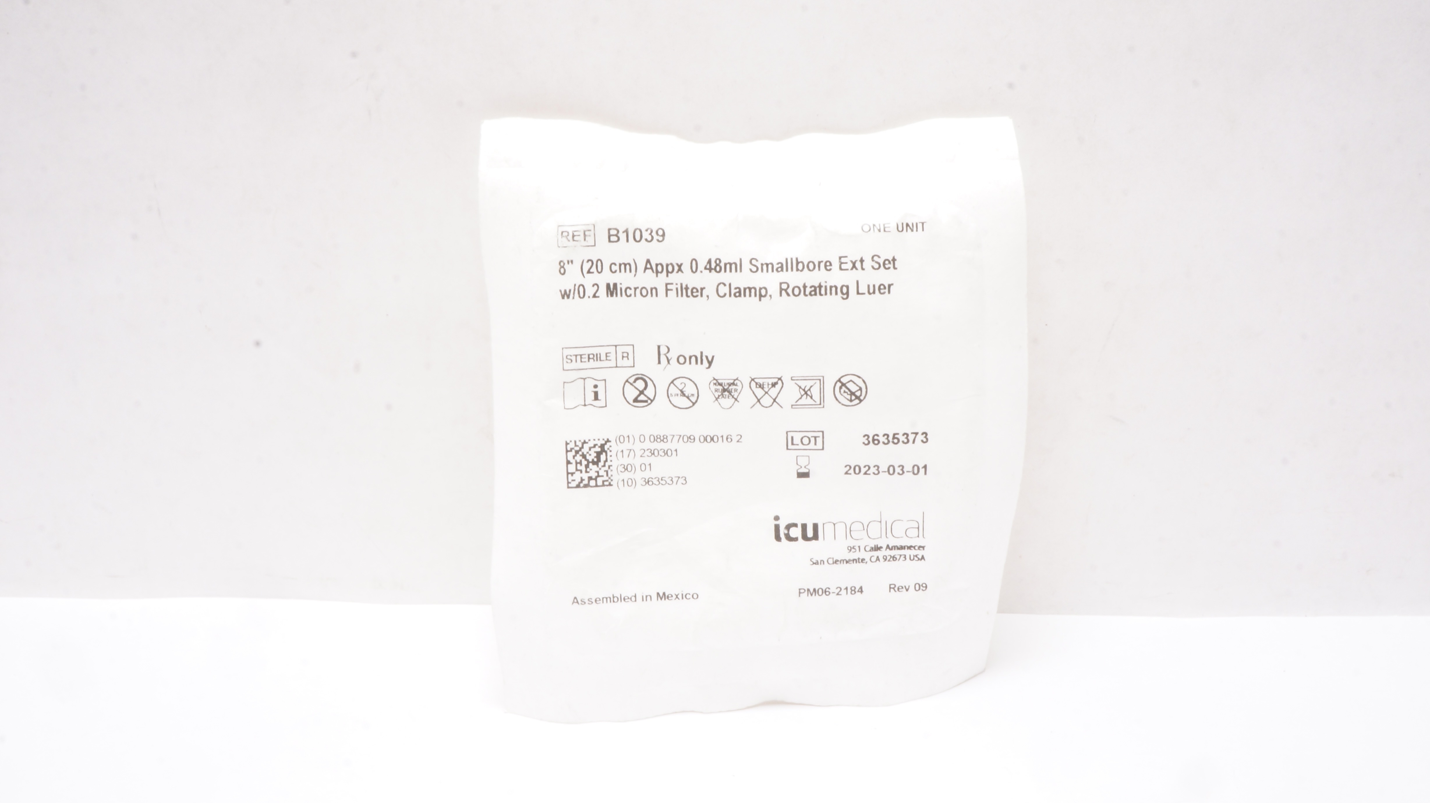 ICU Medical B1039 Smallbore Extension Set 0.48ml x 8inch (x)