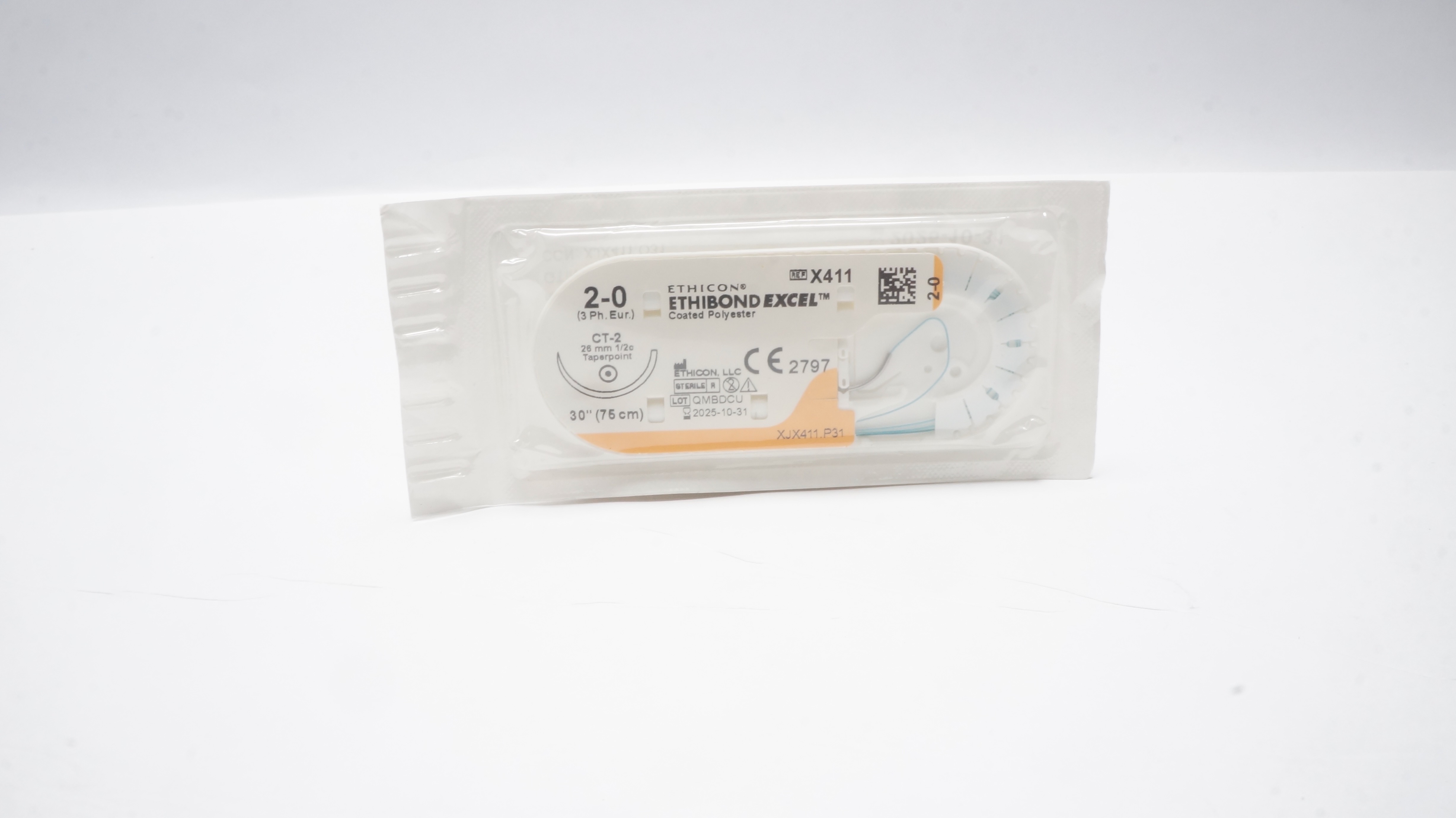 Ethicon X411 2-0 ETHIBOND EXCEL Stre CT-2 26mm 1/2c Taperpoint 30inch