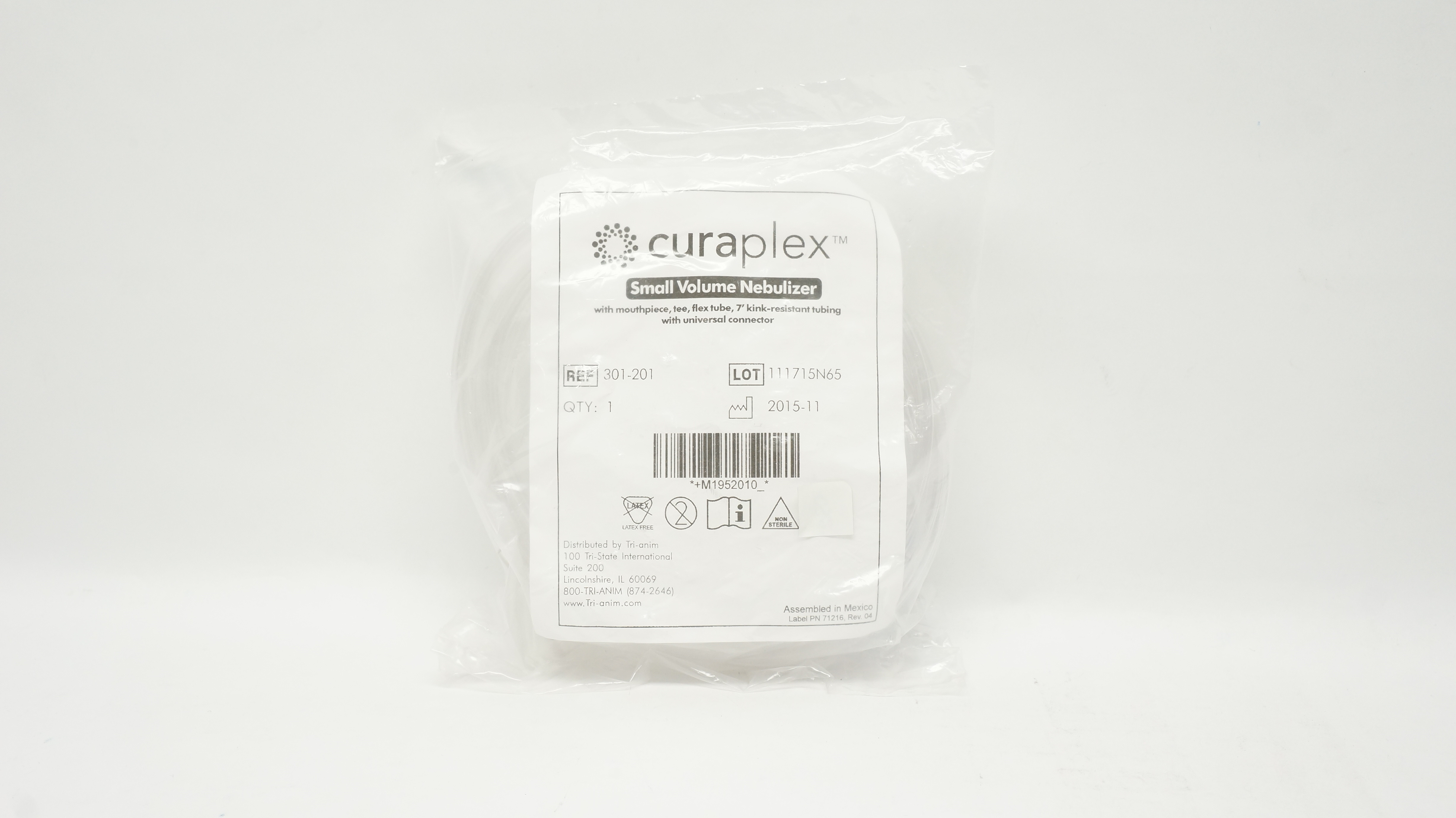 Curaplex 301-201 Small Volume Nebulizer With 7Ft Kink-Resistant Tubing