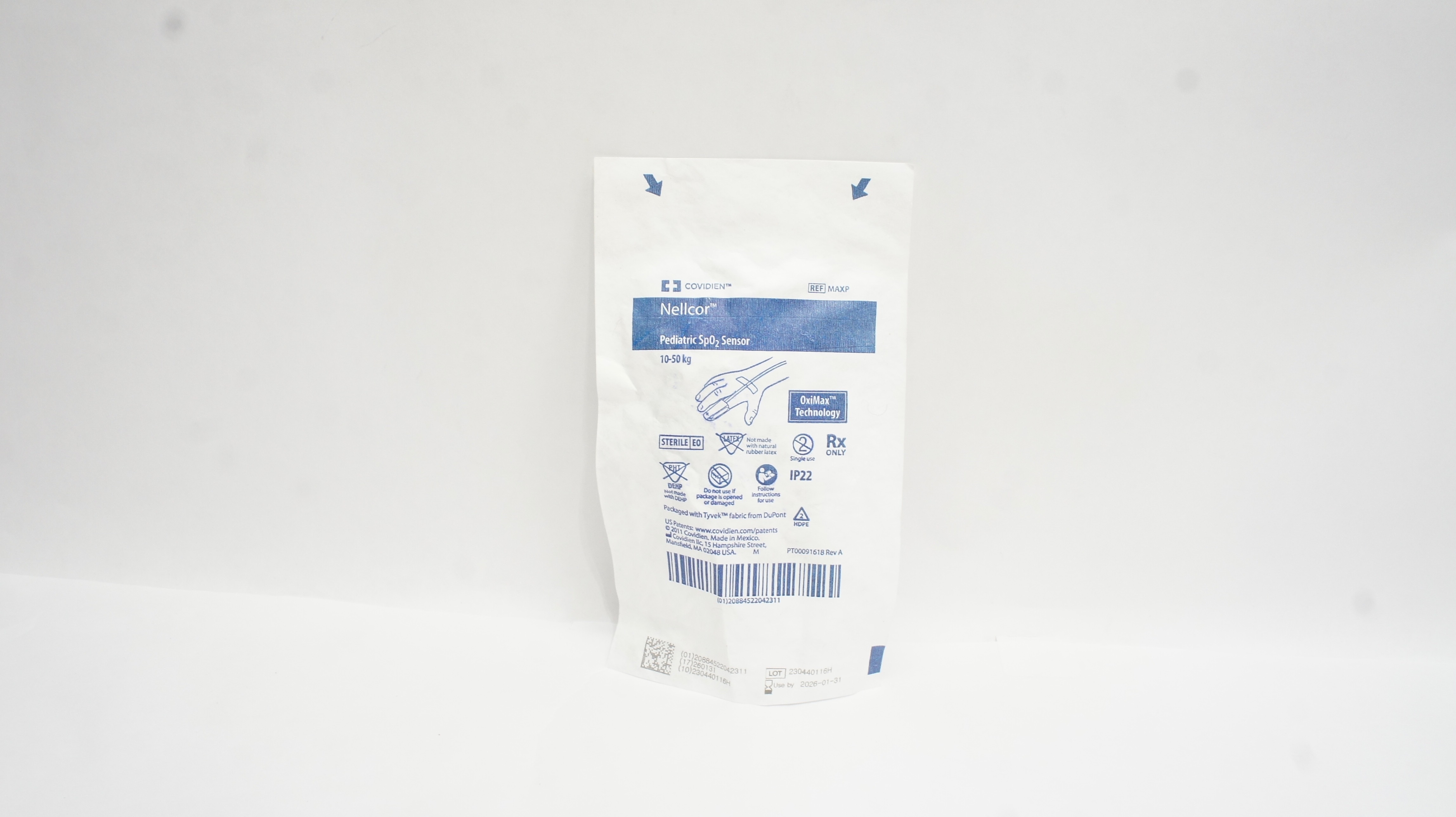 Covidien MAXP Nellcor Pediatric SpO2 Sensor, 10-50kg