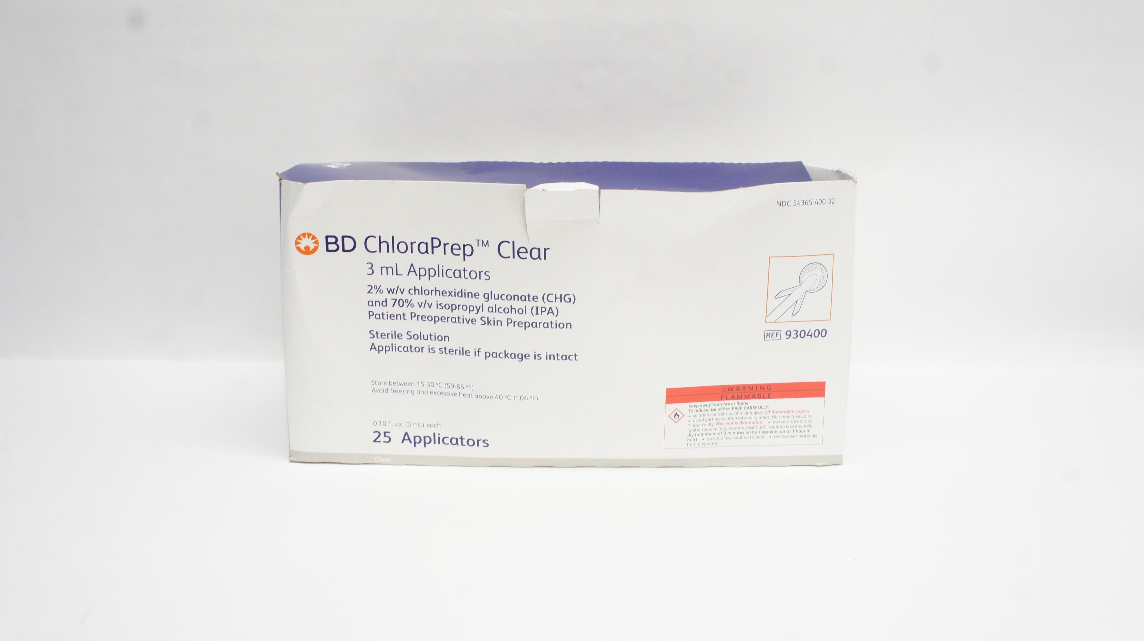 BD 930400 ChloraPrep Clear Applicators 0.10fl.oz. Each - Box of 24