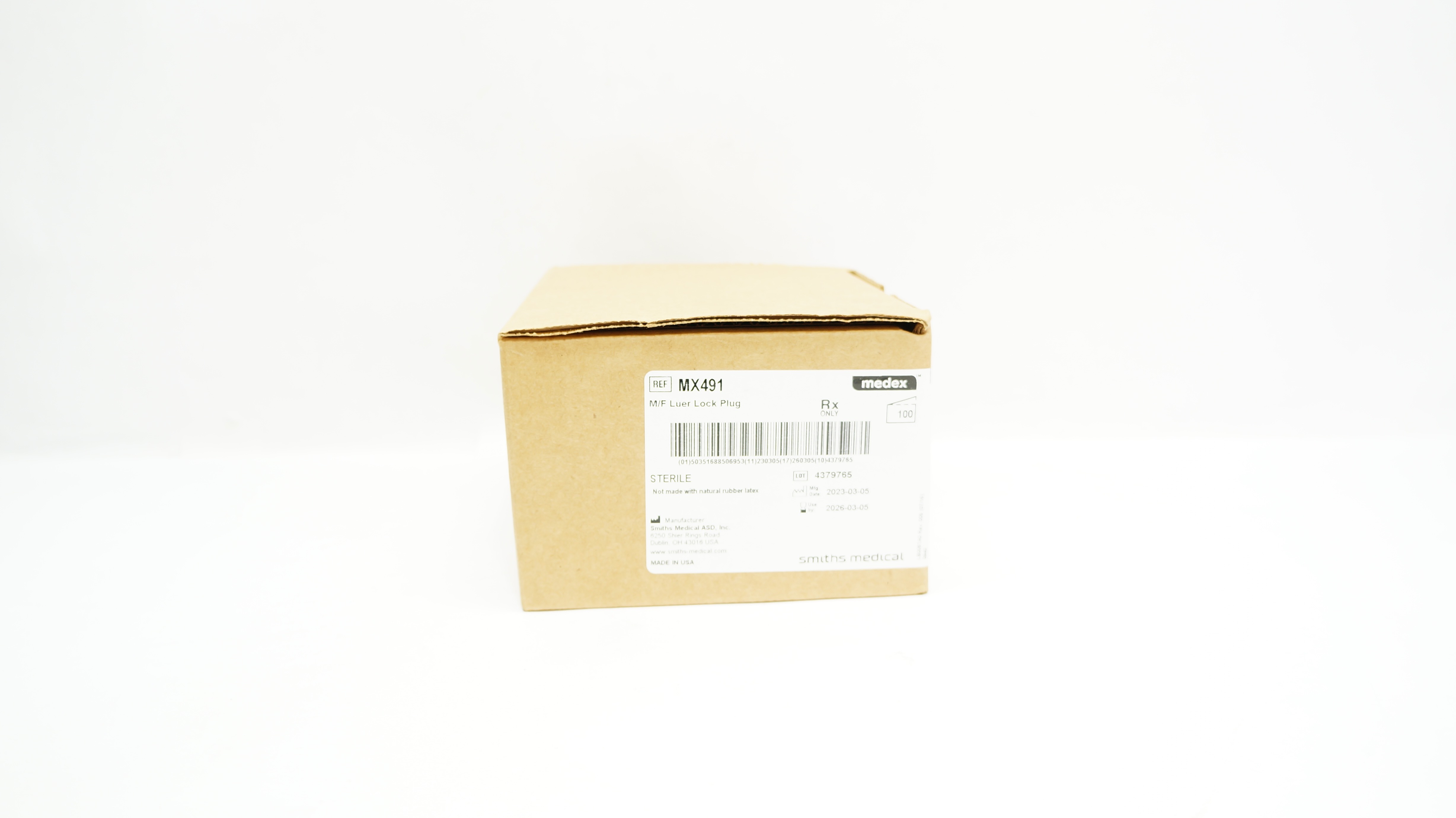 Smiths Medical MX491 Medex M/F Luer Lock Plug - Box of 100