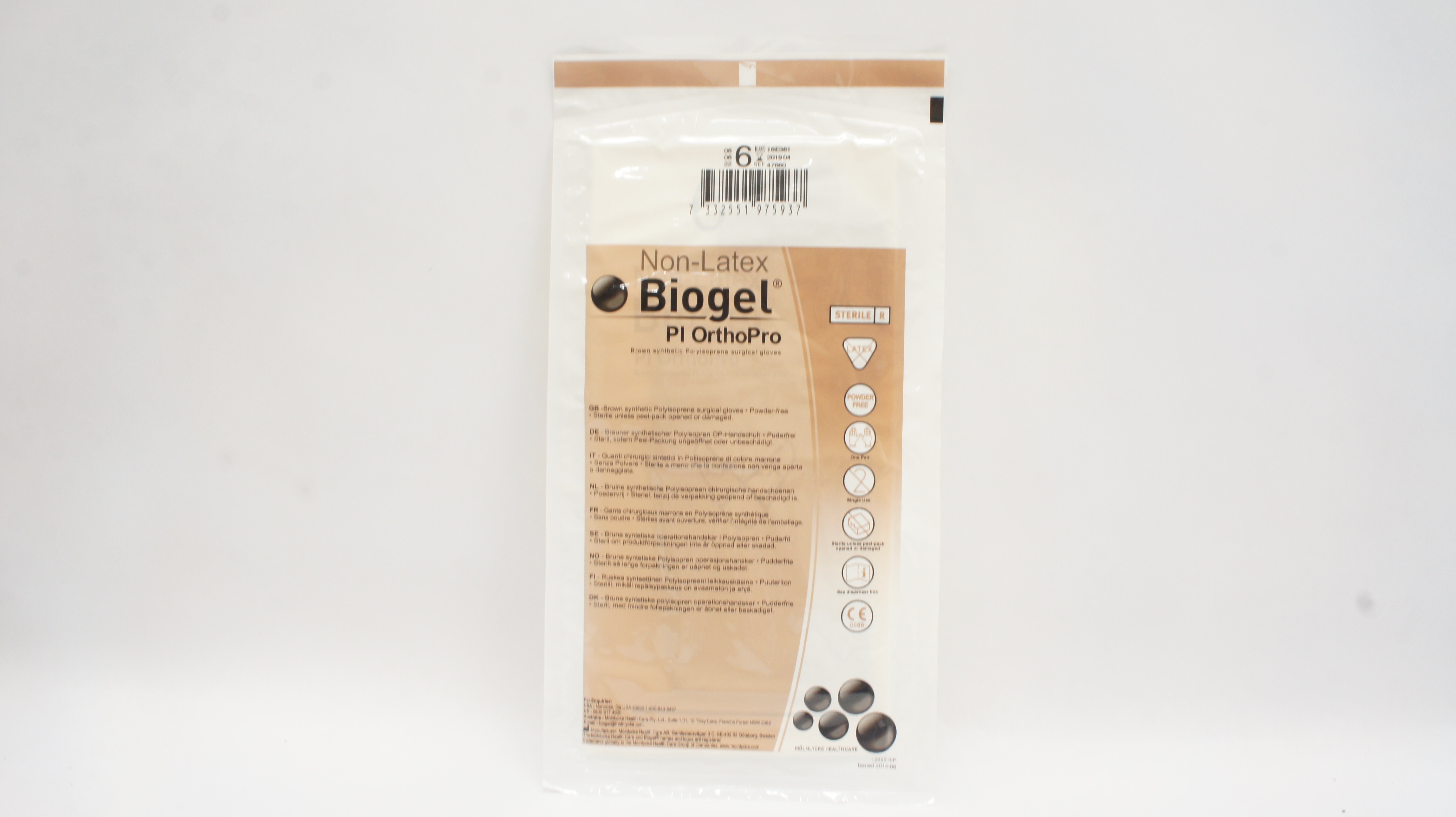 Molnlycke HealthCare 47660 Biogel Pl OrthoPro Surgical Gloves Size 6 (x)
