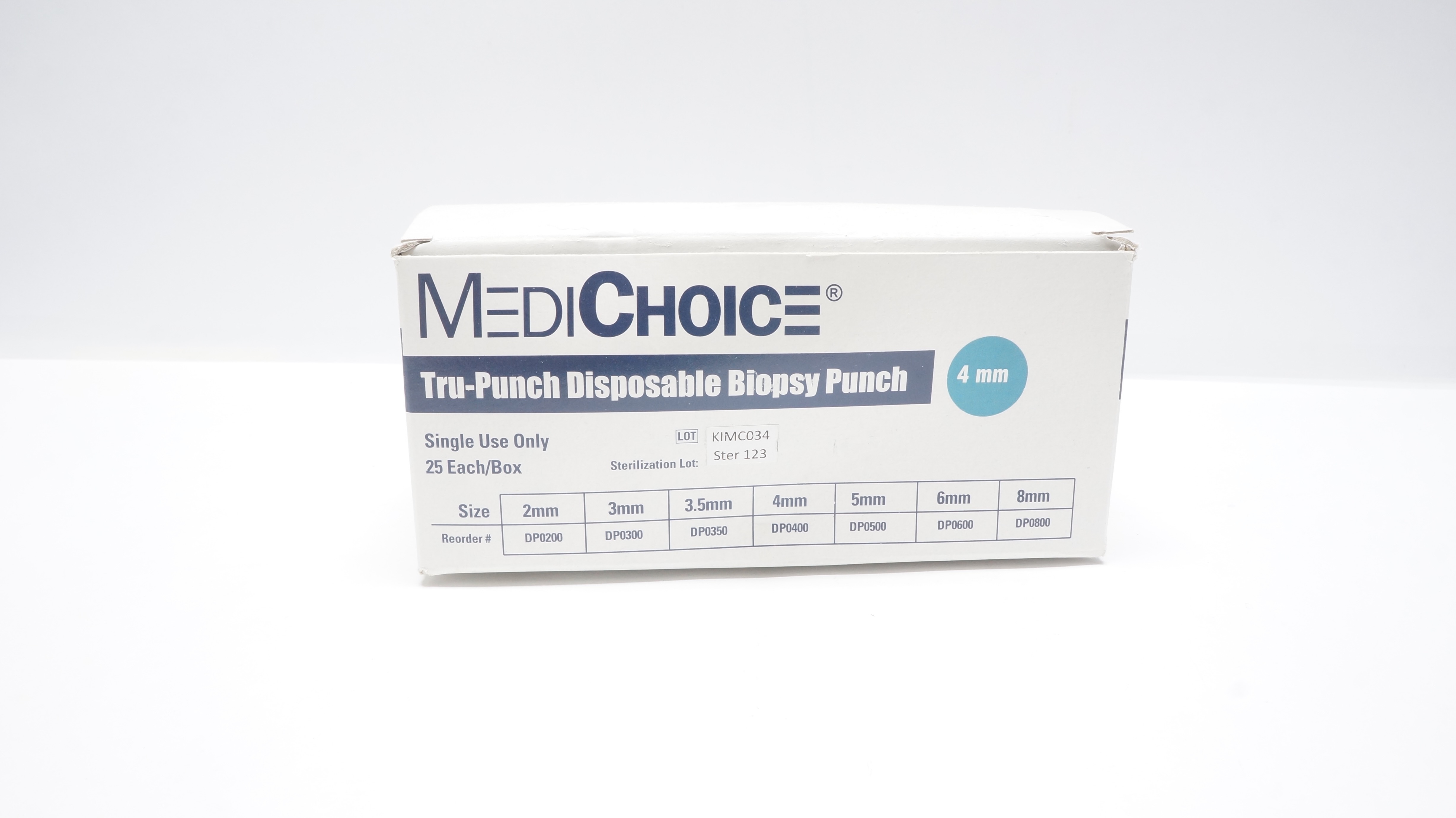 MediChoice DP0400 Tru-Punch Disposable Biopsy Punch 4mm - Box of 25