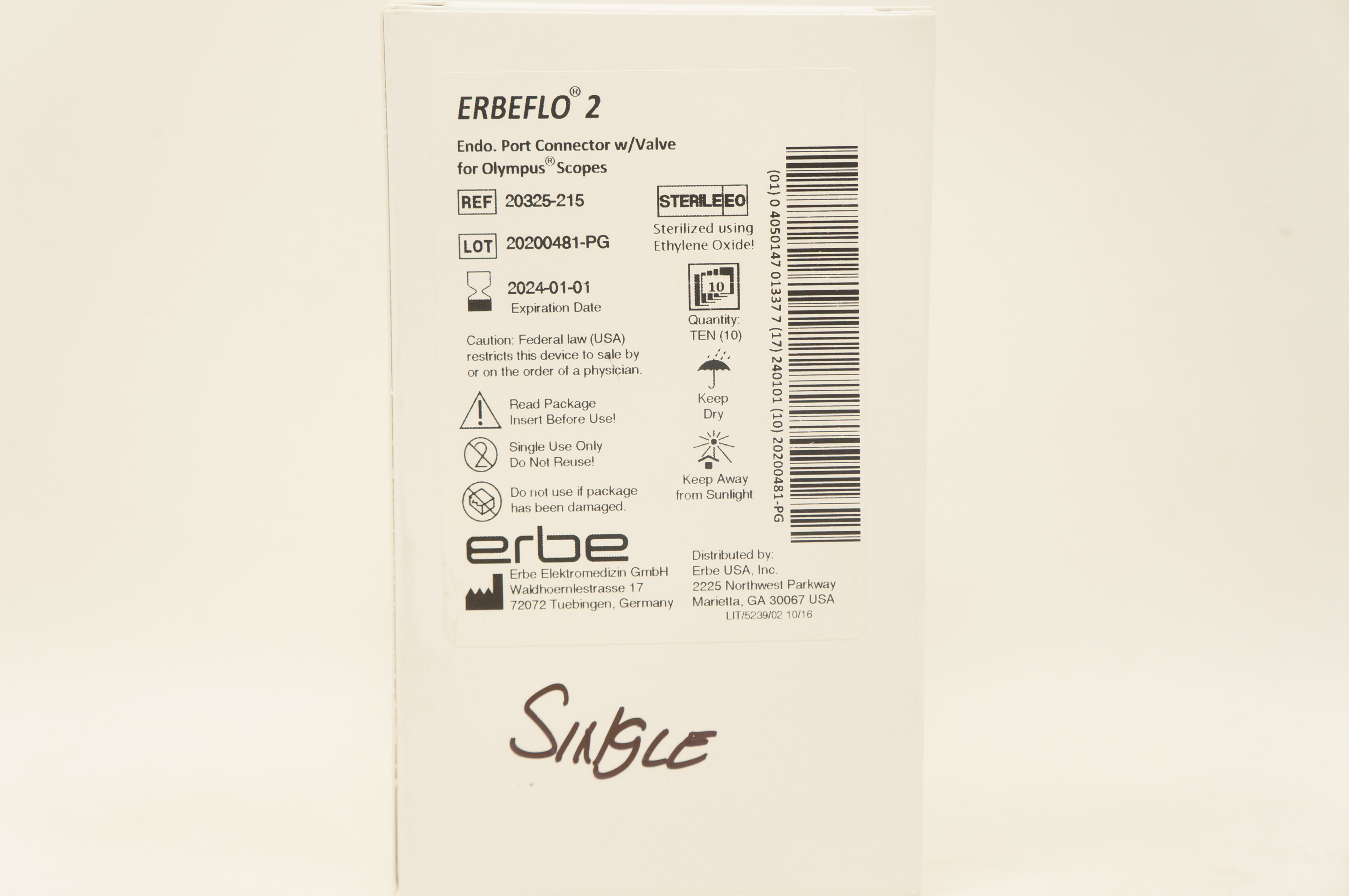 Erbe 20325-215 Endo Port Connector w/Valve for Olympus Scopes - Box of 10