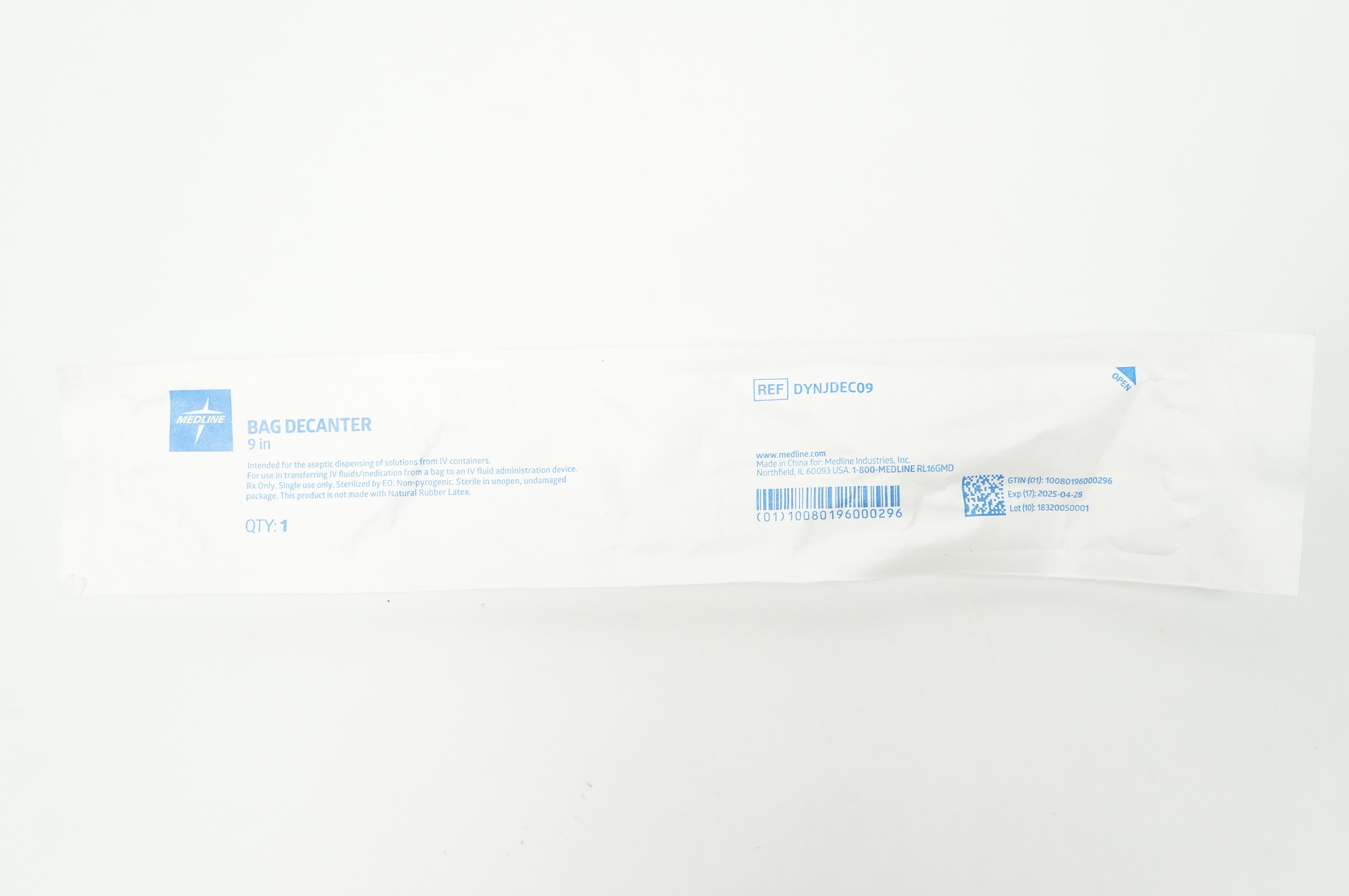 Medline DYNJDEC09 Bag Decanter 9 inch