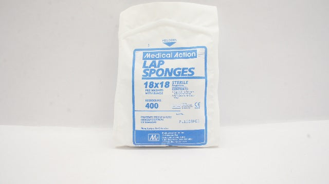 Medical Action 400 Single-Use Lap Sponges Pre-Washed W/Bands 18 x 18inch