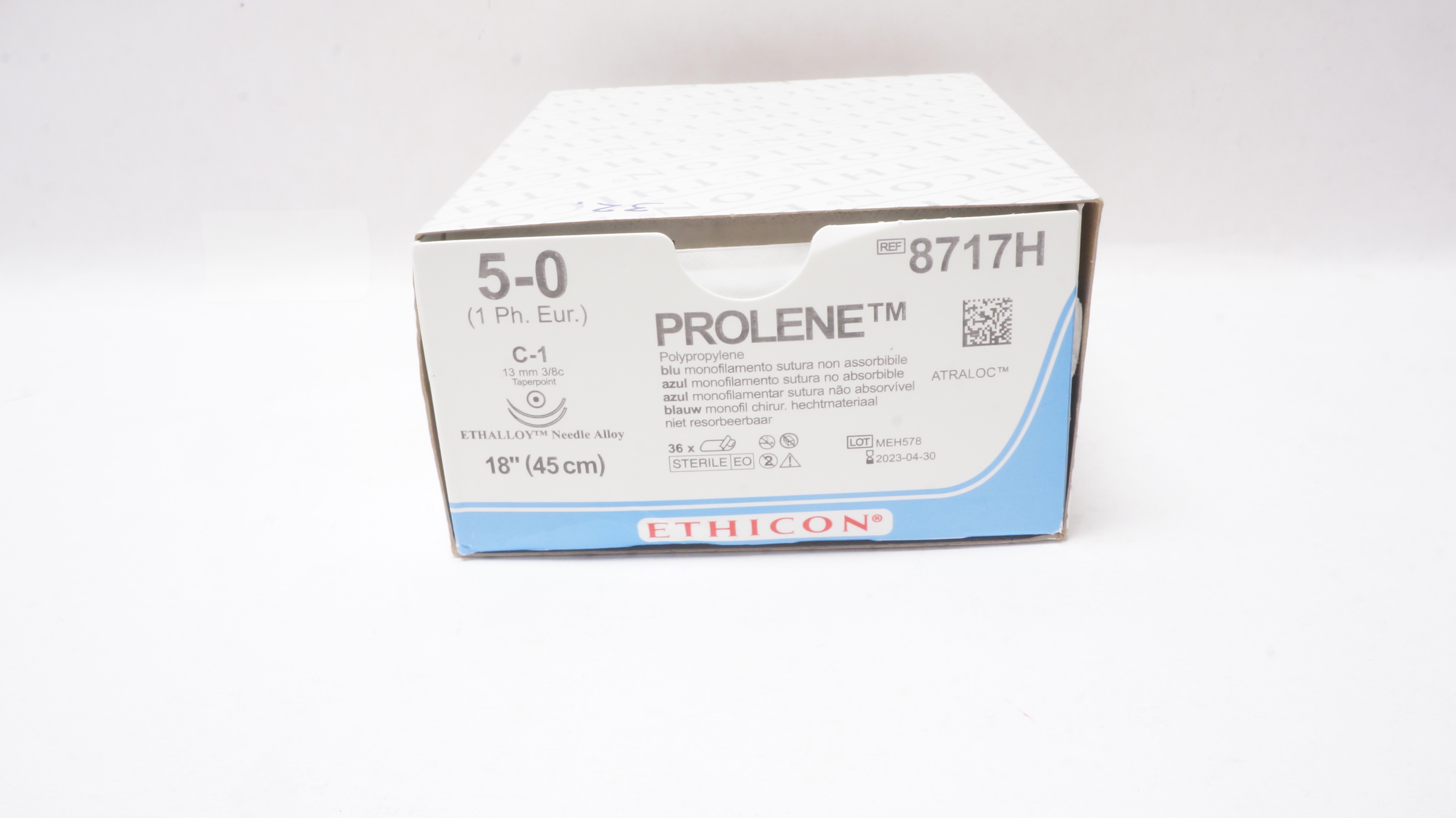Ethicon 8717H 5-0 PROLENE, C-1 13mm 3/8c Taper, 18inch (x) - Box of 32