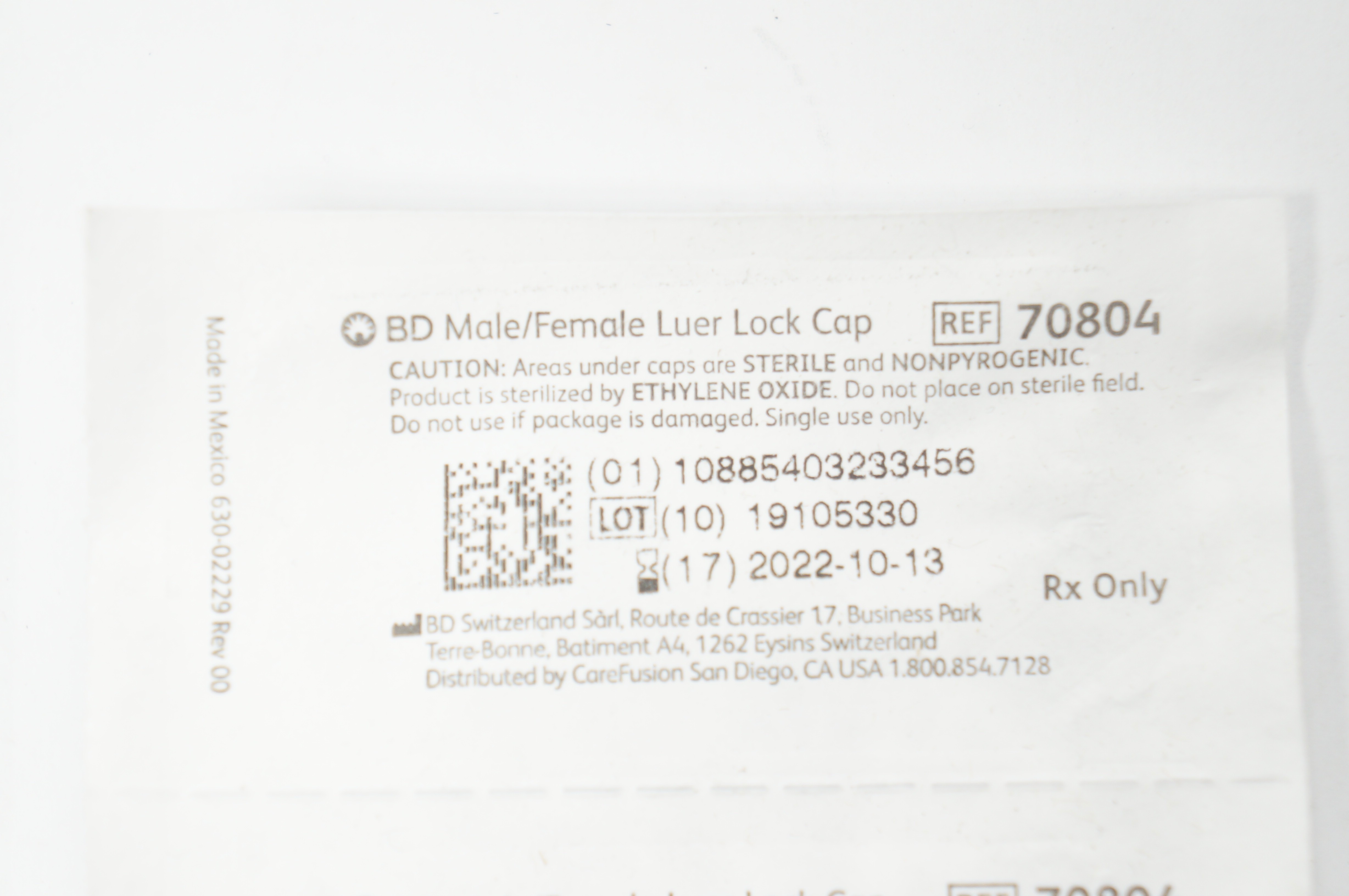 BD 70804 Male/Female Luer Lock Cap