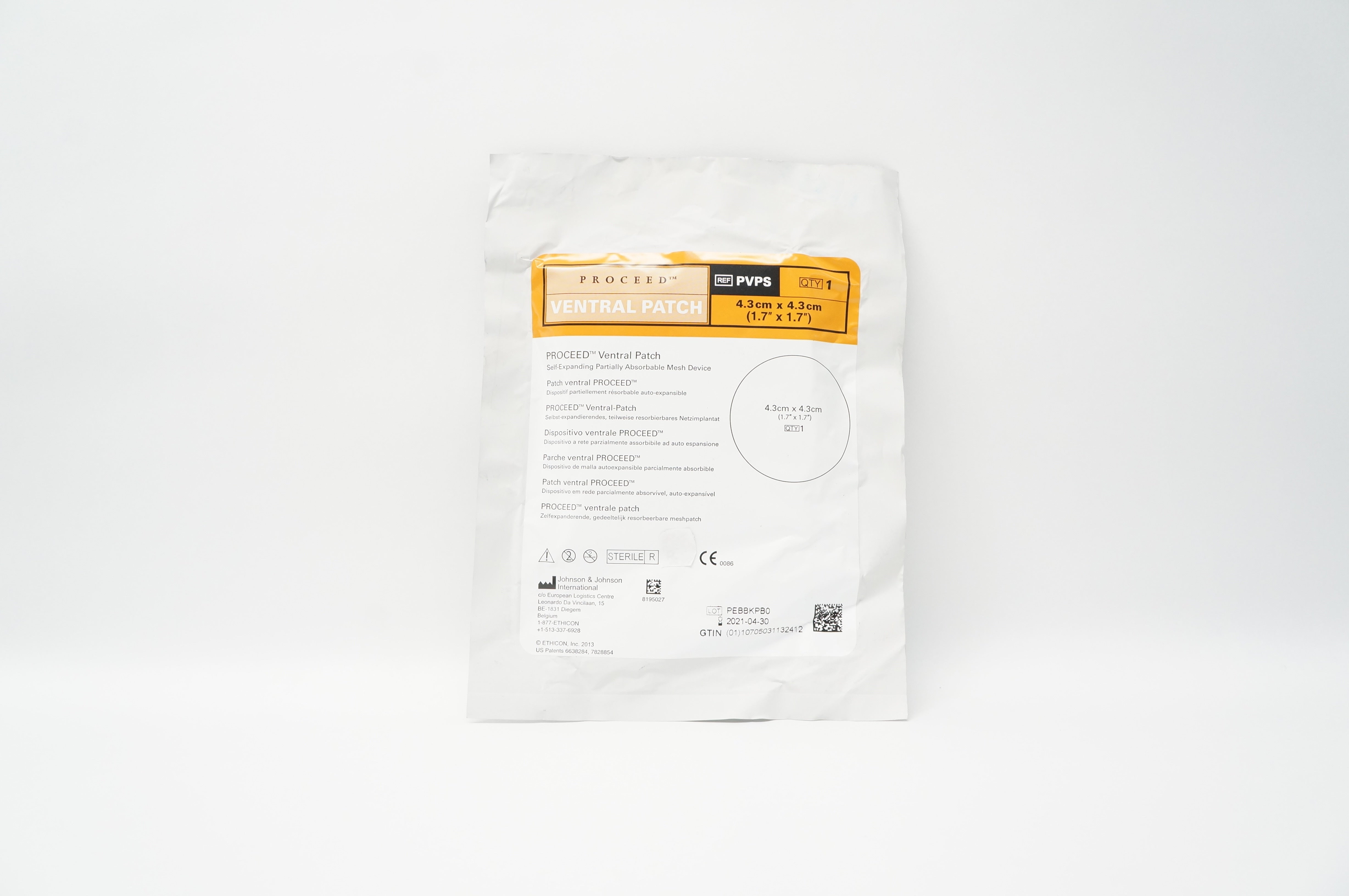 Ethicon PVPS Proceed Ventral Patch Self-Expanding Mesh Device 1.7 x 1.7 inch (x)