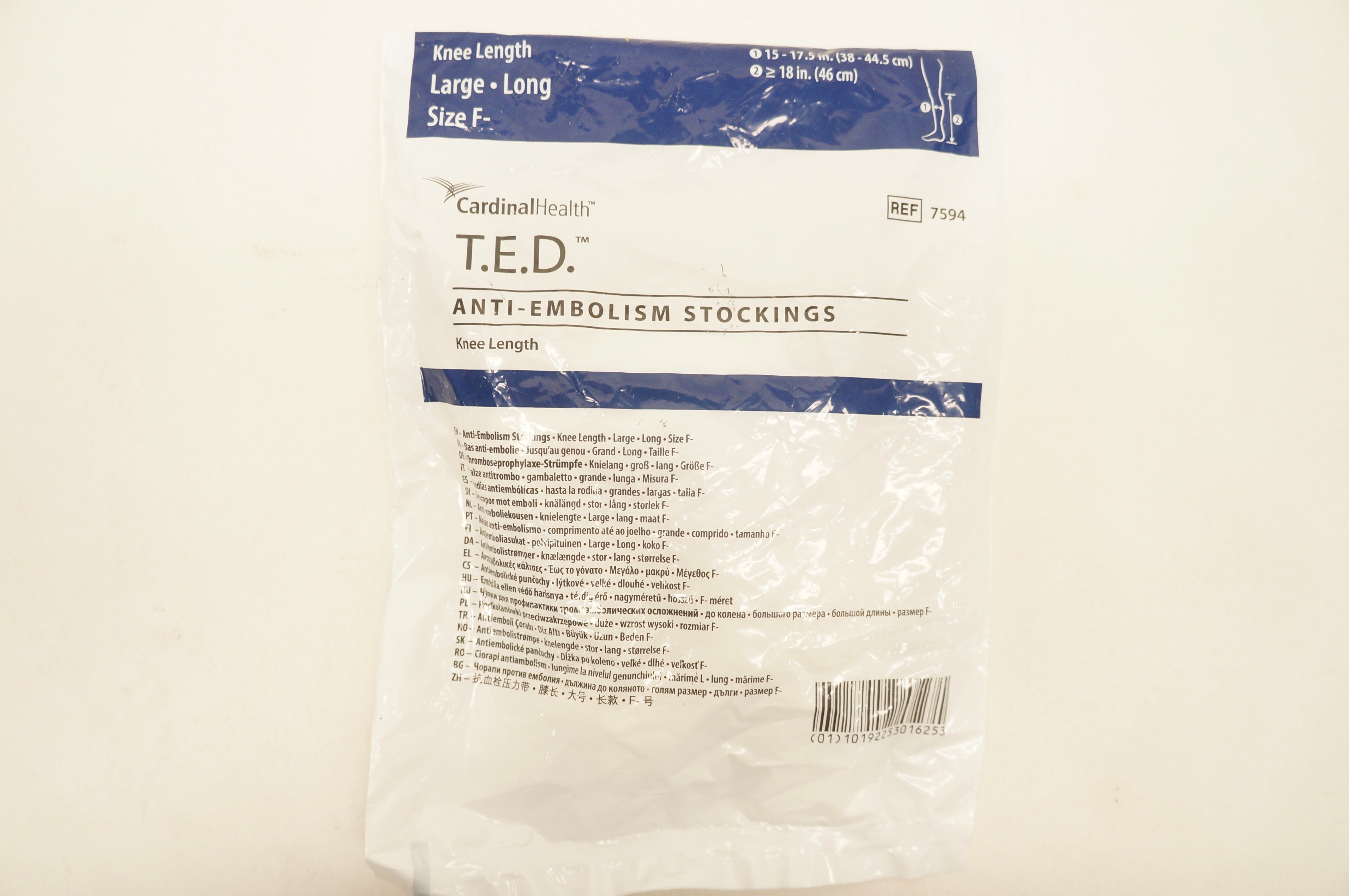 Cardinal Health 7594 T.E.D. Anti-Embolism Stockings Knee Length Large Long, F